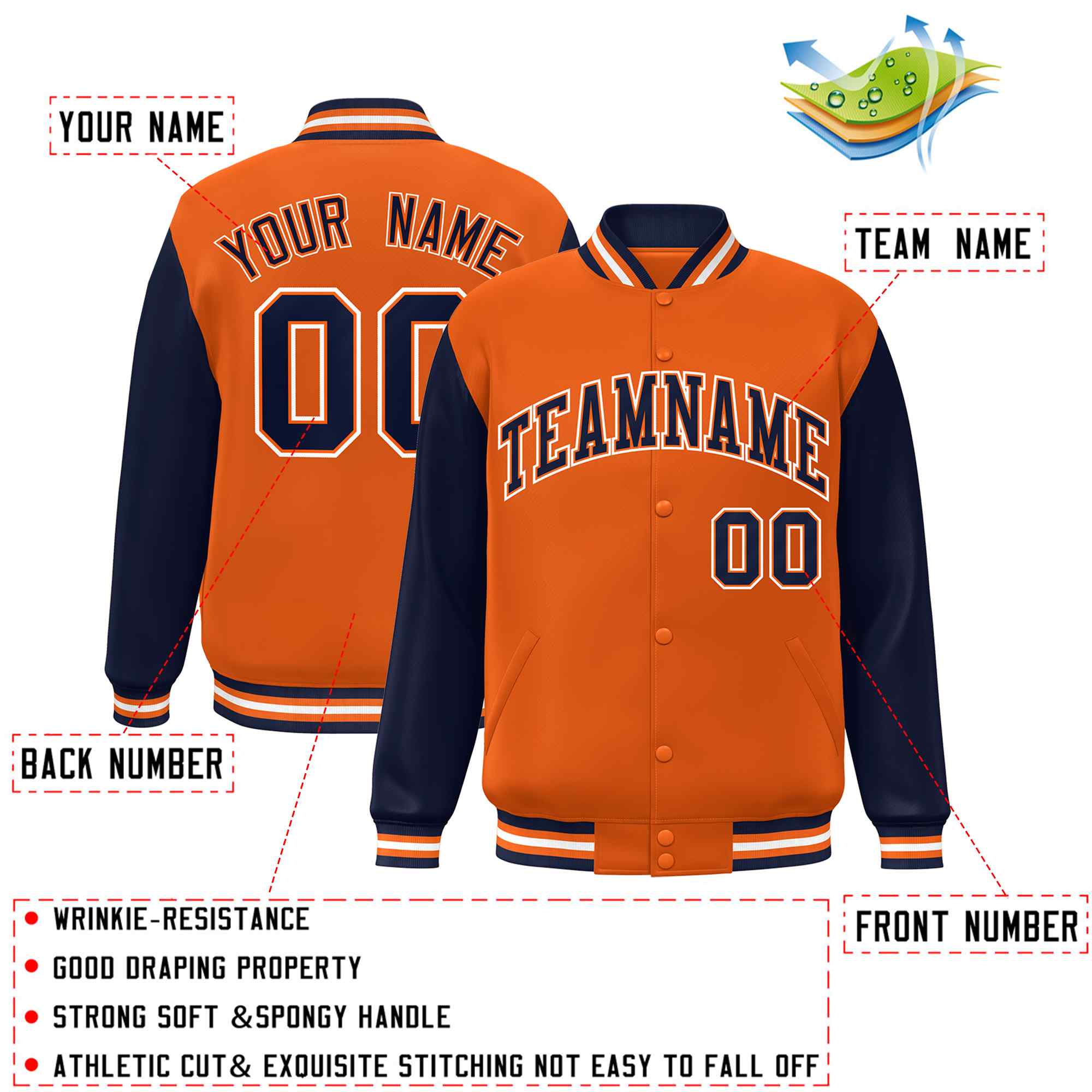 Custom Green White Raglan Sleeves Varsity Full-Snap Letterman Jacket | KXKSHOP