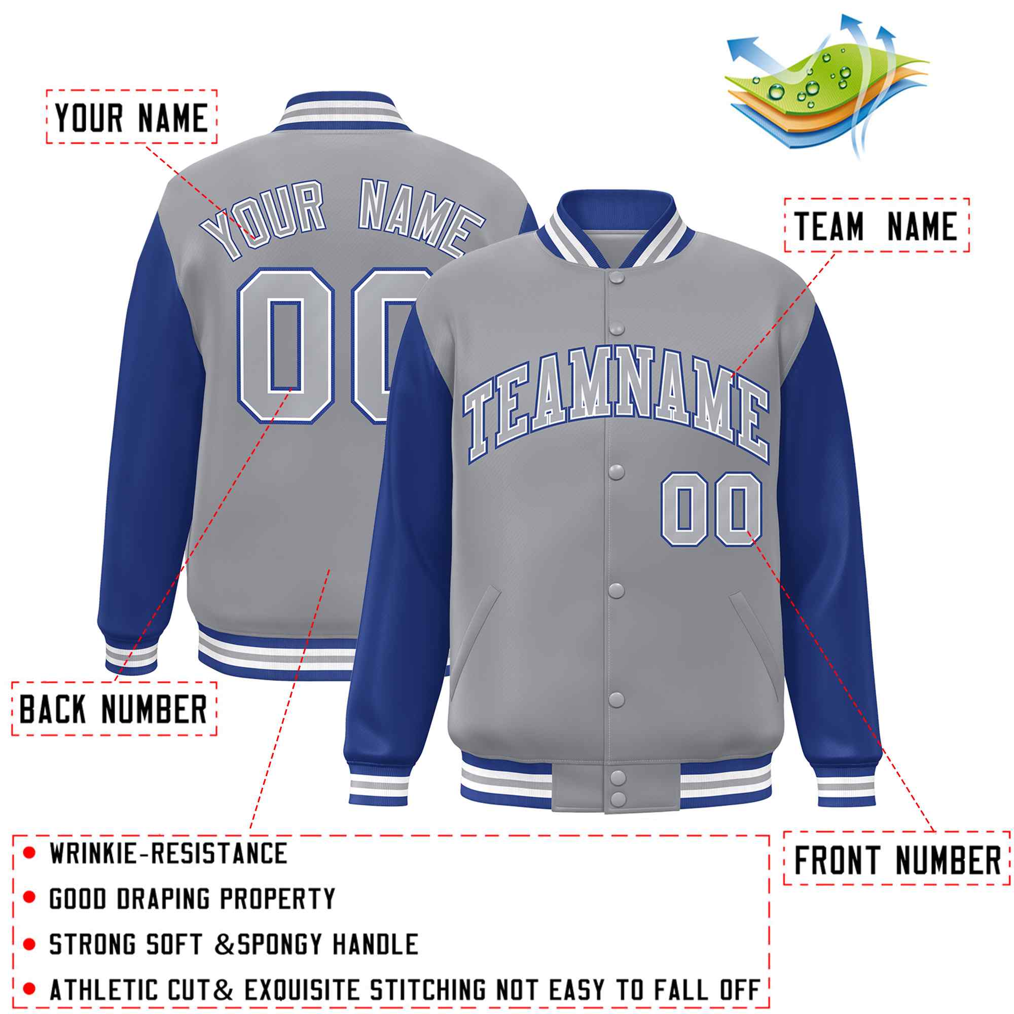 Custom Green White Raglan Sleeves Varsity Full-Snap Letterman Jacket | KXKSHOP