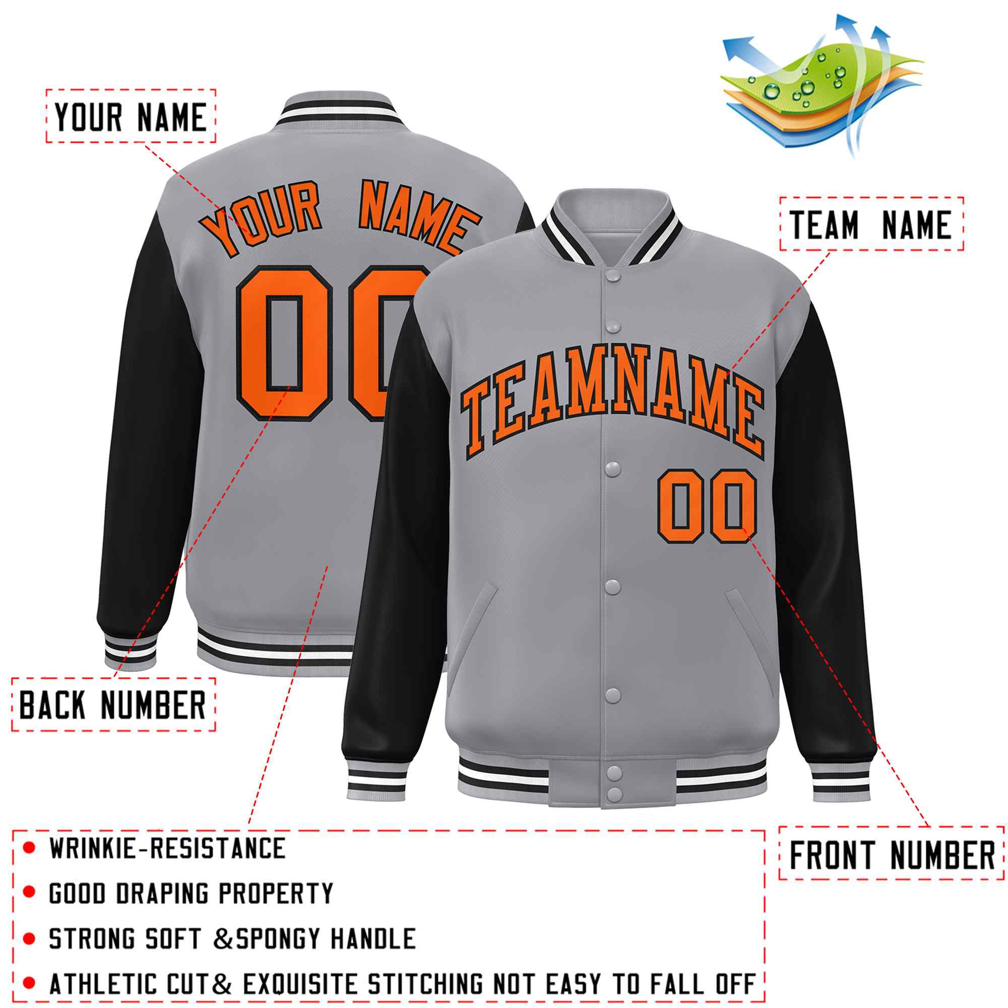 Custom Green White Raglan Sleeves Varsity Full-Snap Letterman Jacket | KXKSHOP