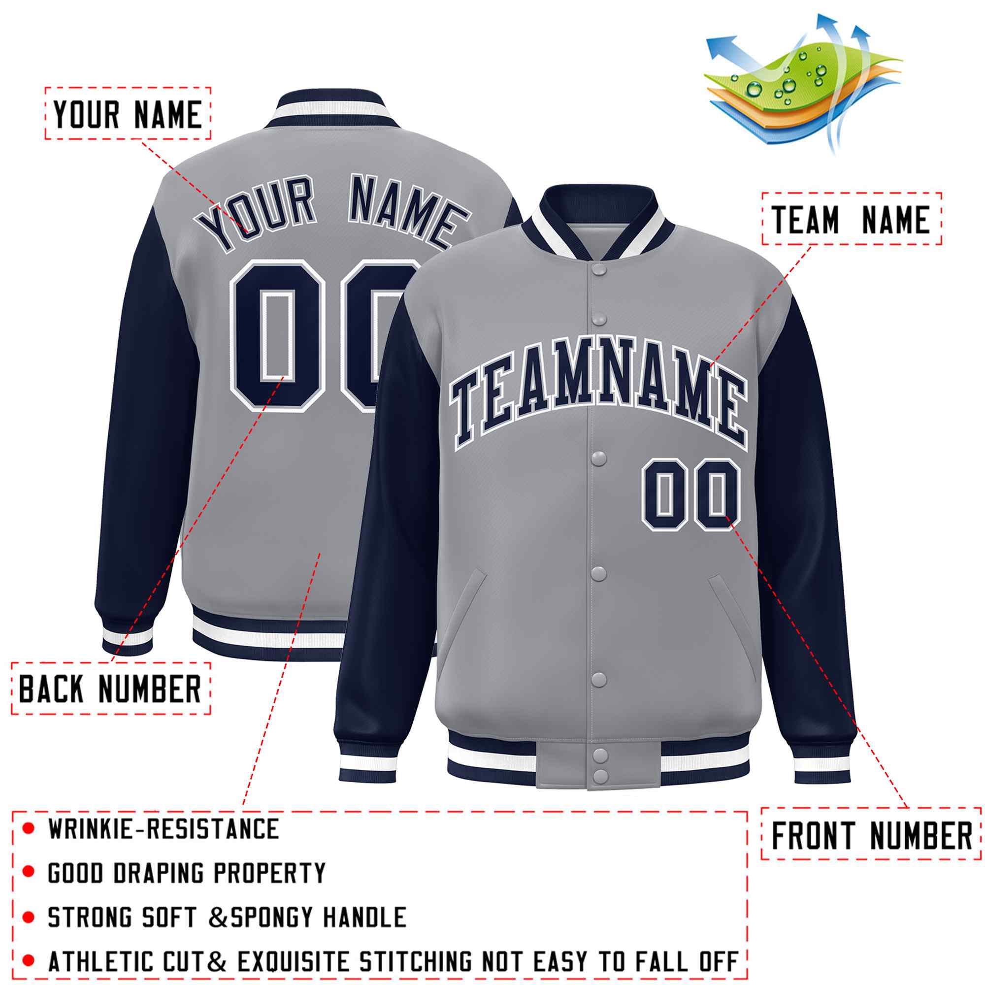 Custom Green White Raglan Sleeves Varsity Full-Snap Letterman Jacket | KXKSHOP