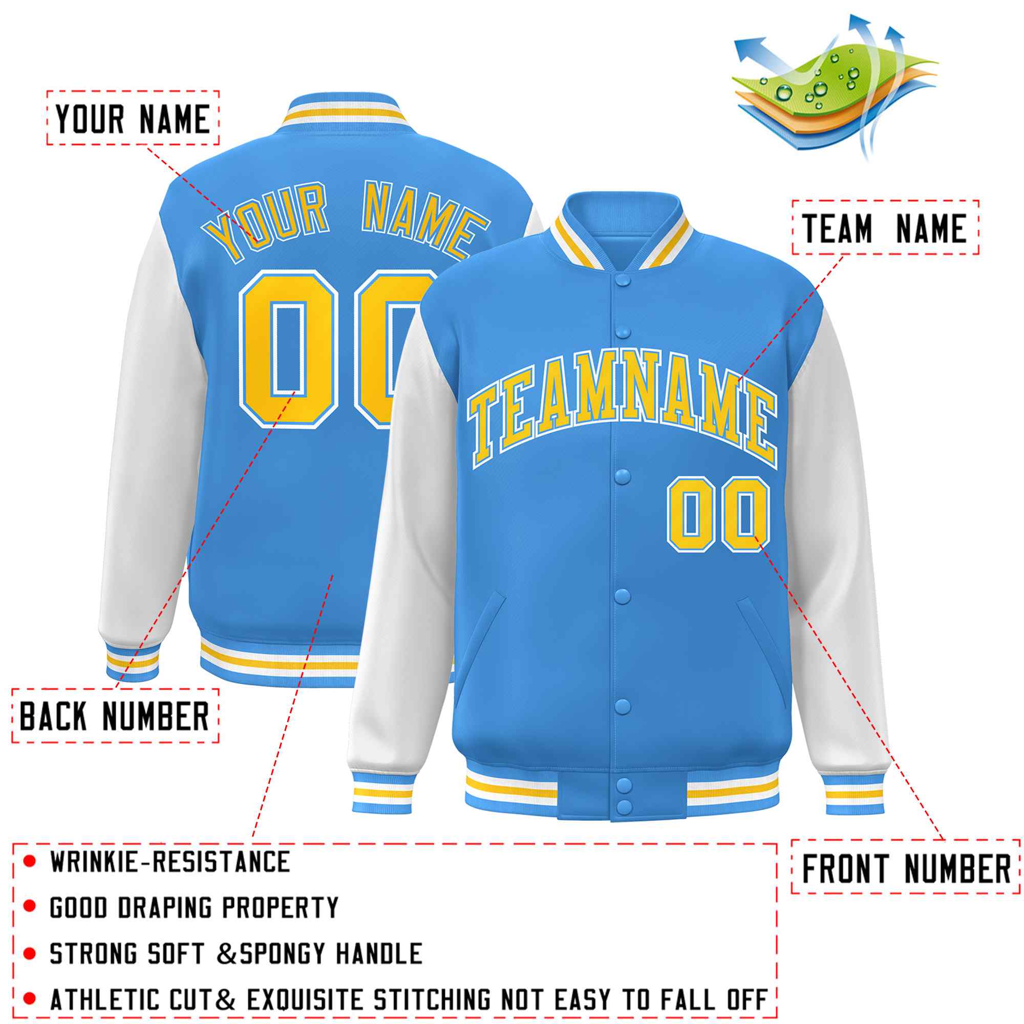 Custom Green White Raglan Sleeves Varsity Full-Snap Letterman Jacket | KXKSHOP