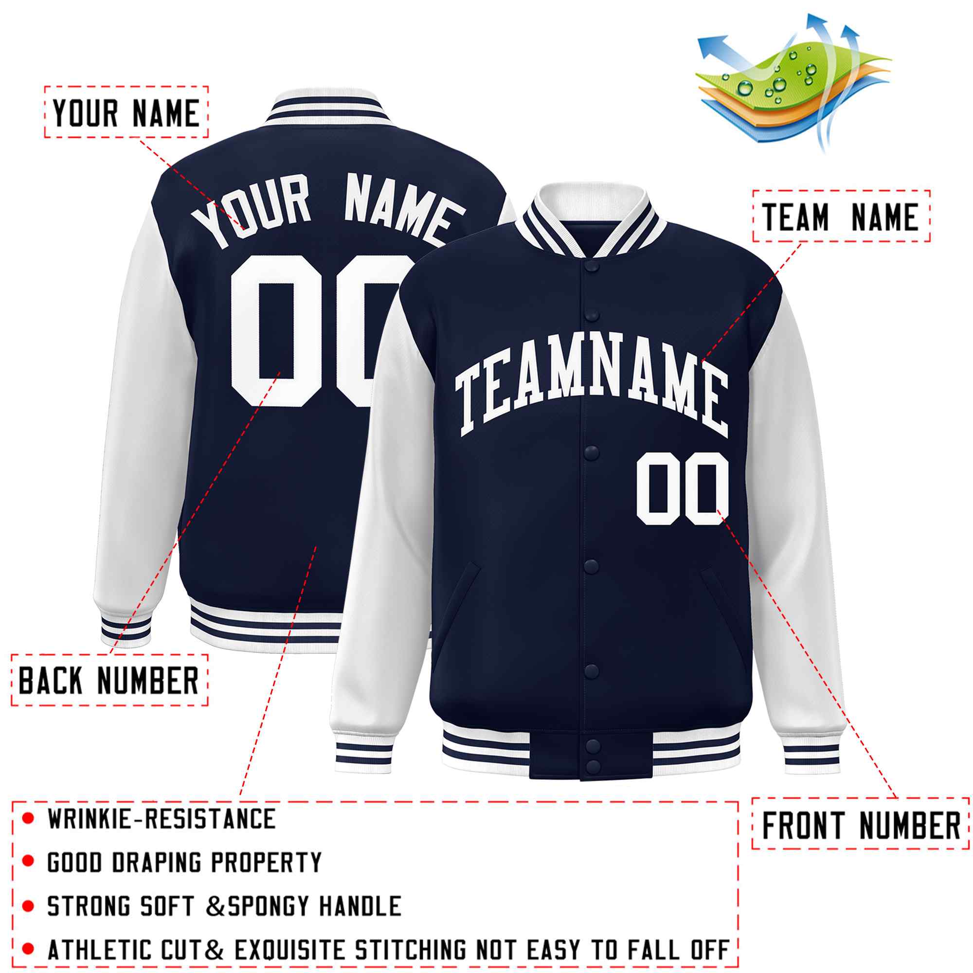 Custom Green White Raglan Sleeves Varsity Full-Snap Letterman Jacket | KXKSHOP