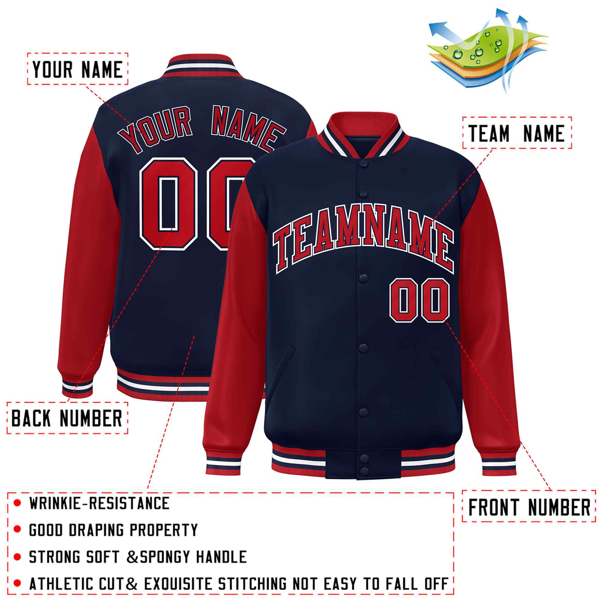 Custom Green White Raglan Sleeves Varsity Full-Snap Letterman Jacket | KXKSHOP