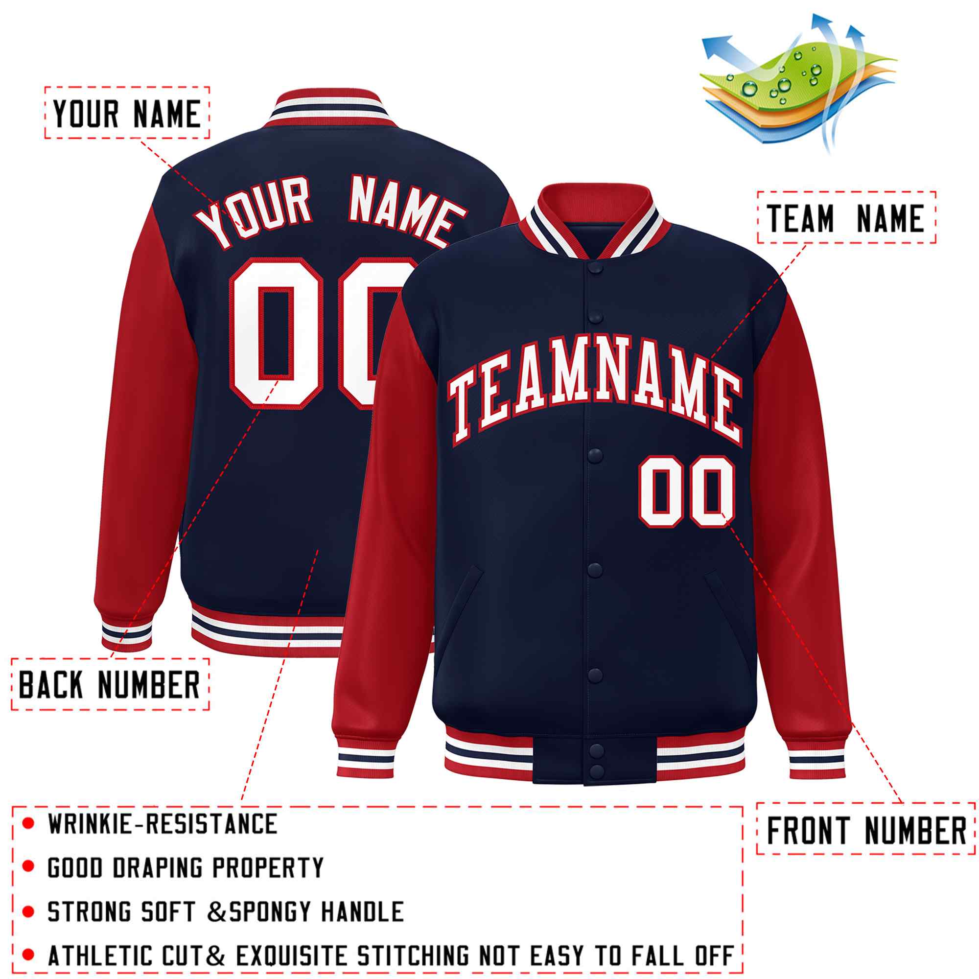 Custom Green White Raglan Sleeves Varsity Full-Snap Letterman Jacket | KXKSHOP
