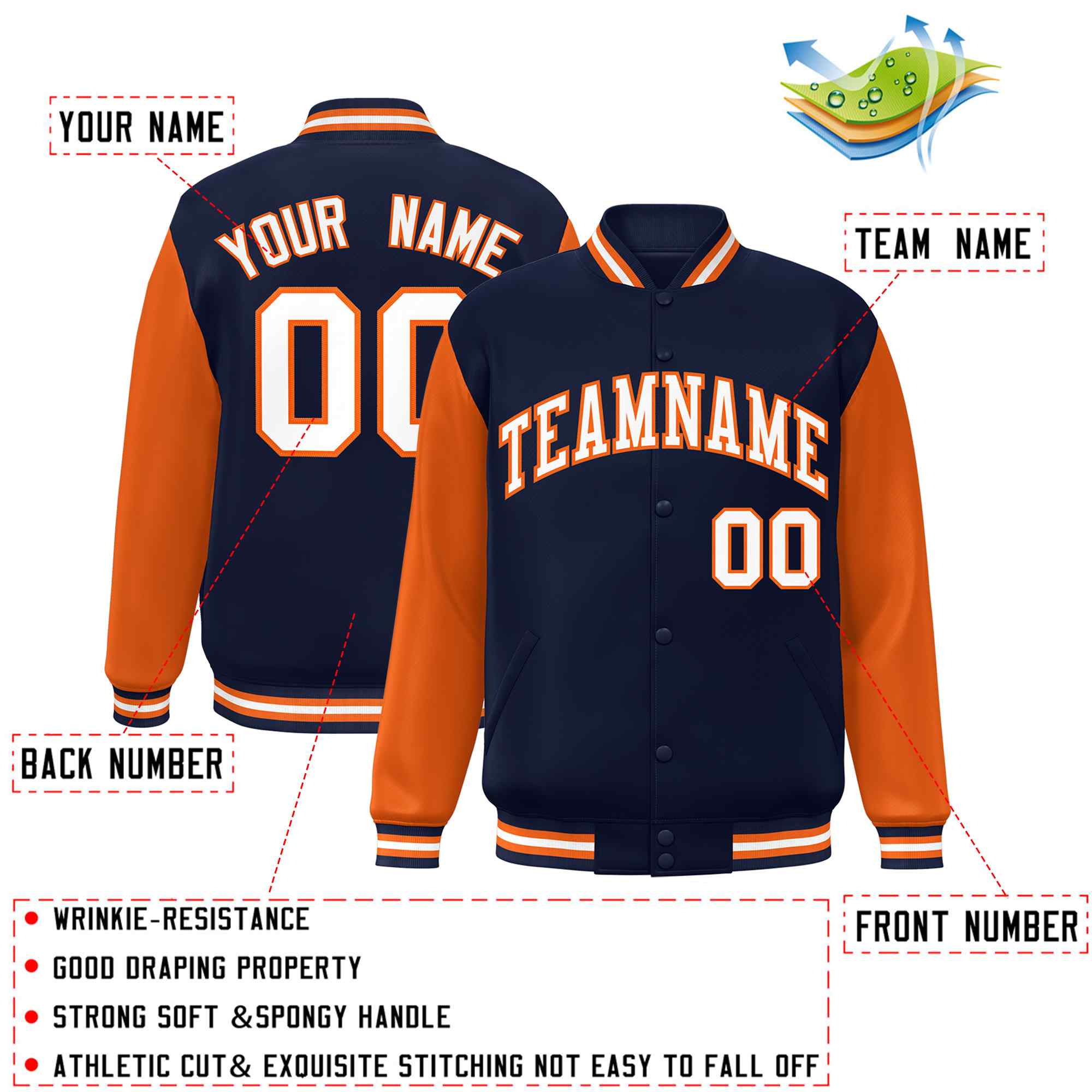 Custom Green White Raglan Sleeves Varsity Full-Snap Letterman Jacket | KXKSHOP