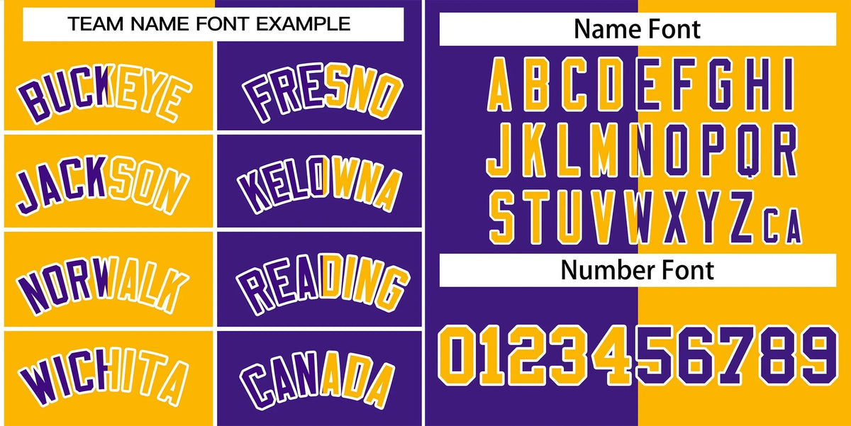 Custom Purple Gold-White Letterman Two Tone Split Fashion Varsity Full-Snap Jacket