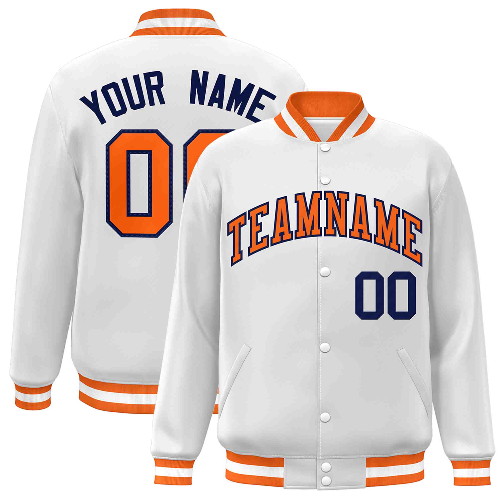 Custom White Black-Gray Classic Style Varsity Full-Snap Letterman Jacket | KXKSHOP