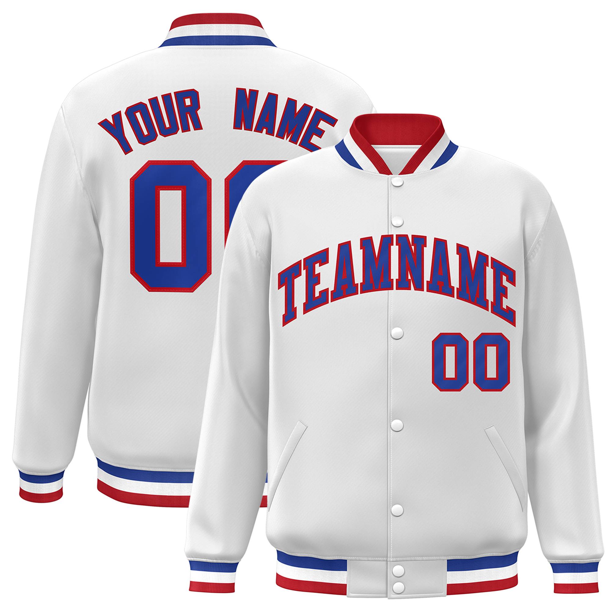 Custom White Black-Gray Classic Style Varsity Full-Snap Letterman Jacket | KXKSHOP