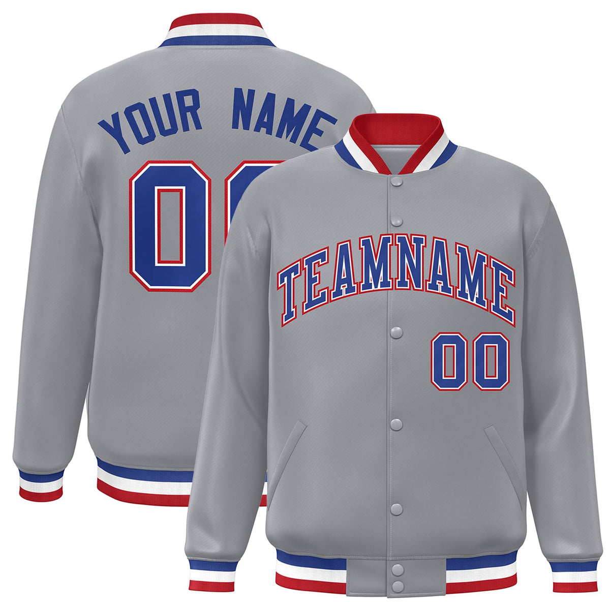 Custom White Black-Gray Classic Style Varsity Full-Snap Letterman Jacket | KXKSHOP