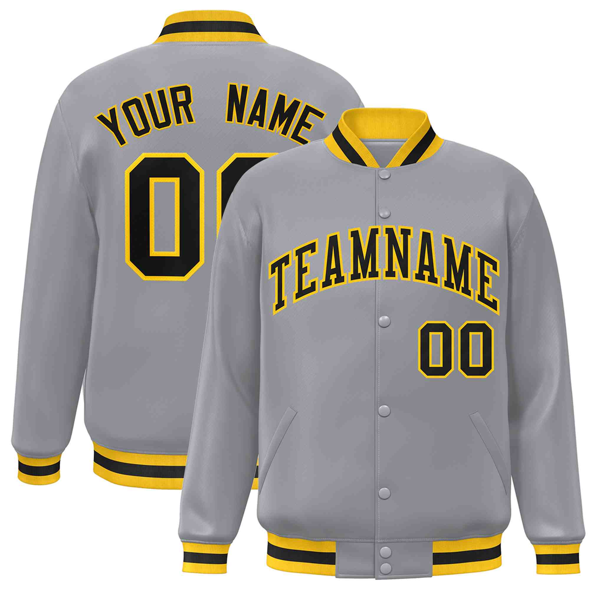 Custom White Black-Gray Classic Style Varsity Full-Snap Letterman Jacket | KXKSHOP