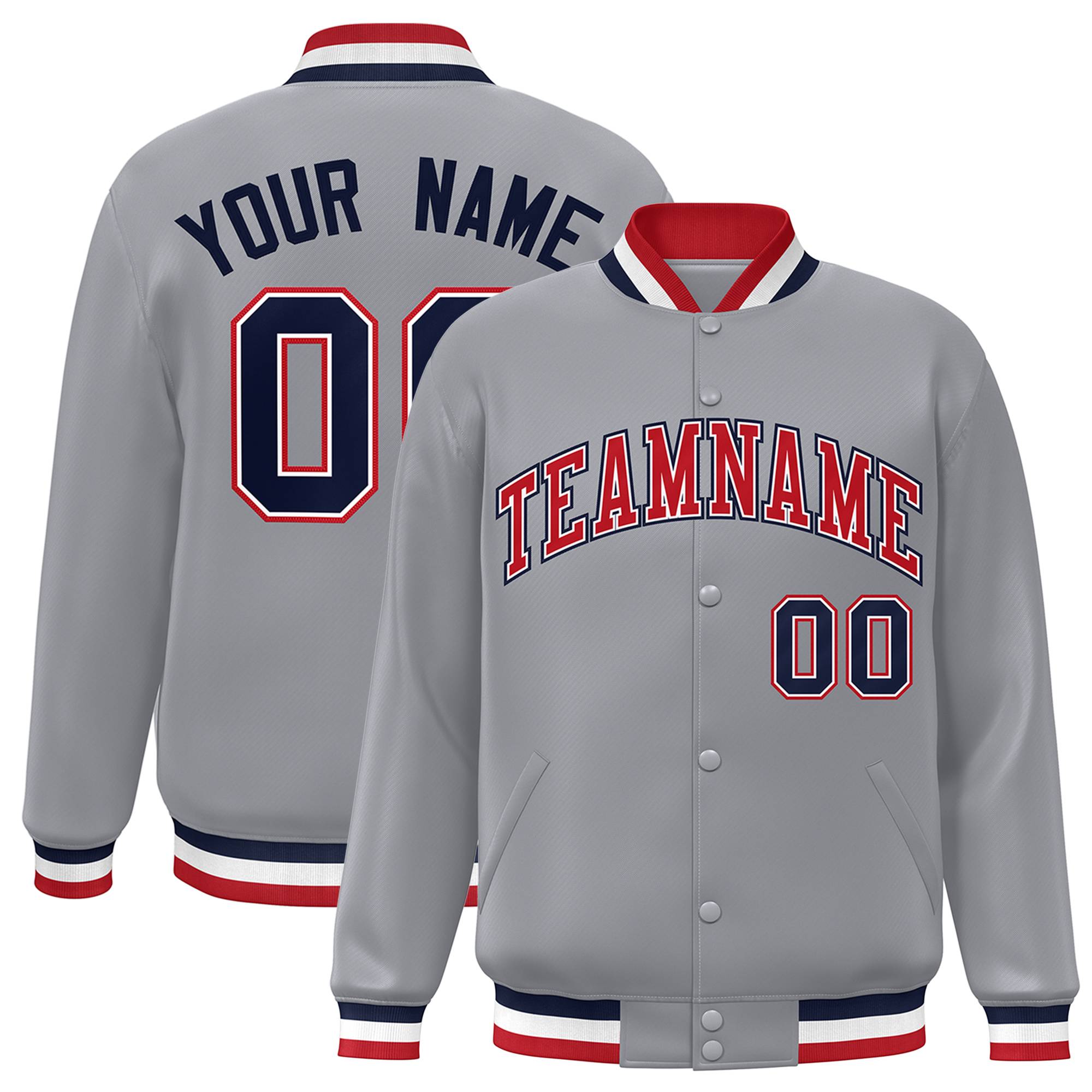 Custom White Black-Gray Classic Style Varsity Full-Snap Letterman Jacket | KXKSHOP
