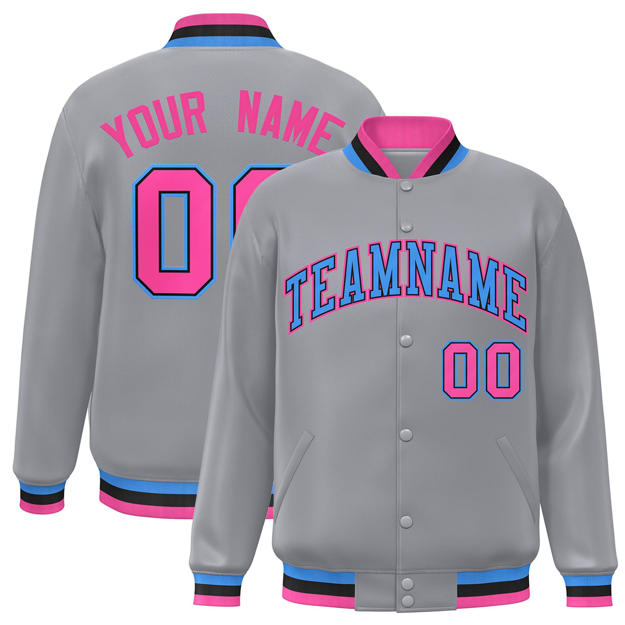Custom White Black-Gray Classic Style Varsity Full-Snap Letterman Jacket | KXKSHOP