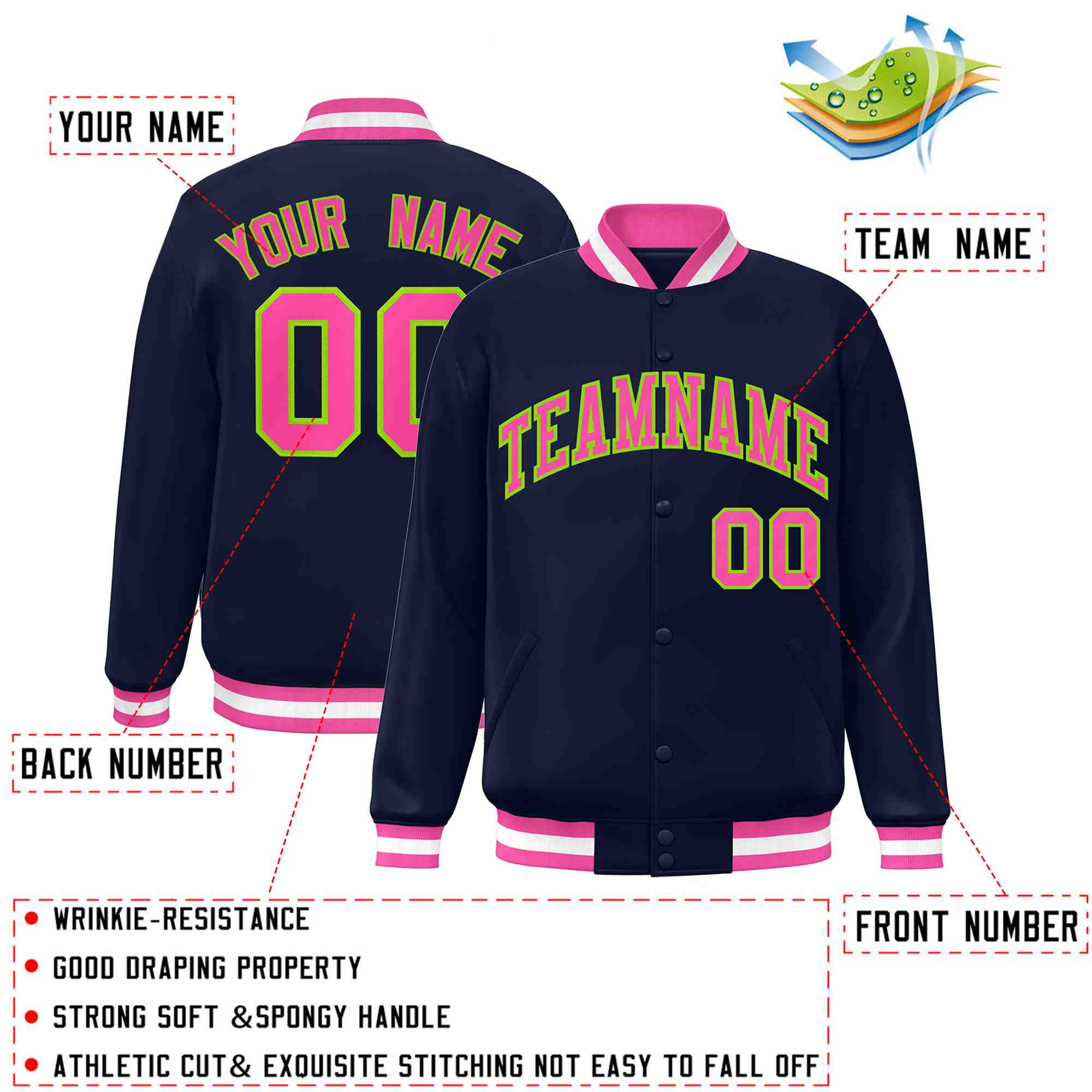 Custom White Black-Gray Classic Style Varsity Full-Snap Letterman Jacket | KXKSHOP