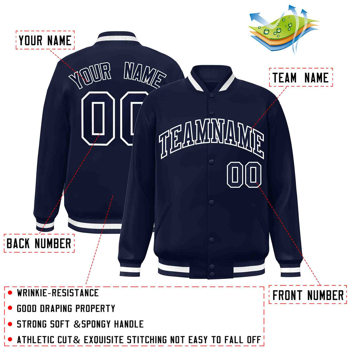 Custom White Black-Gray Classic Style Varsity Full-Snap Letterman Jacket | KXKSHOP