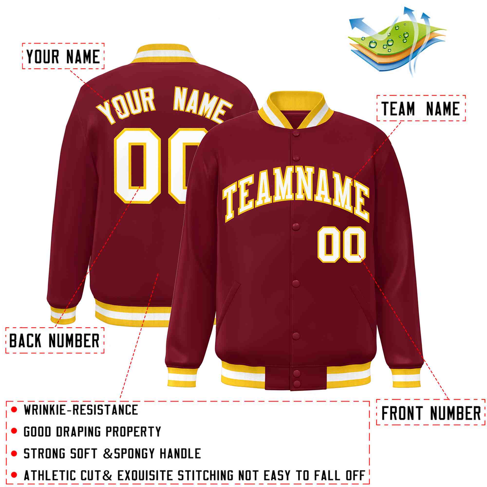 Custom White Black-Gray Classic Style Varsity Full-Snap Letterman Jacket | KXKSHOP