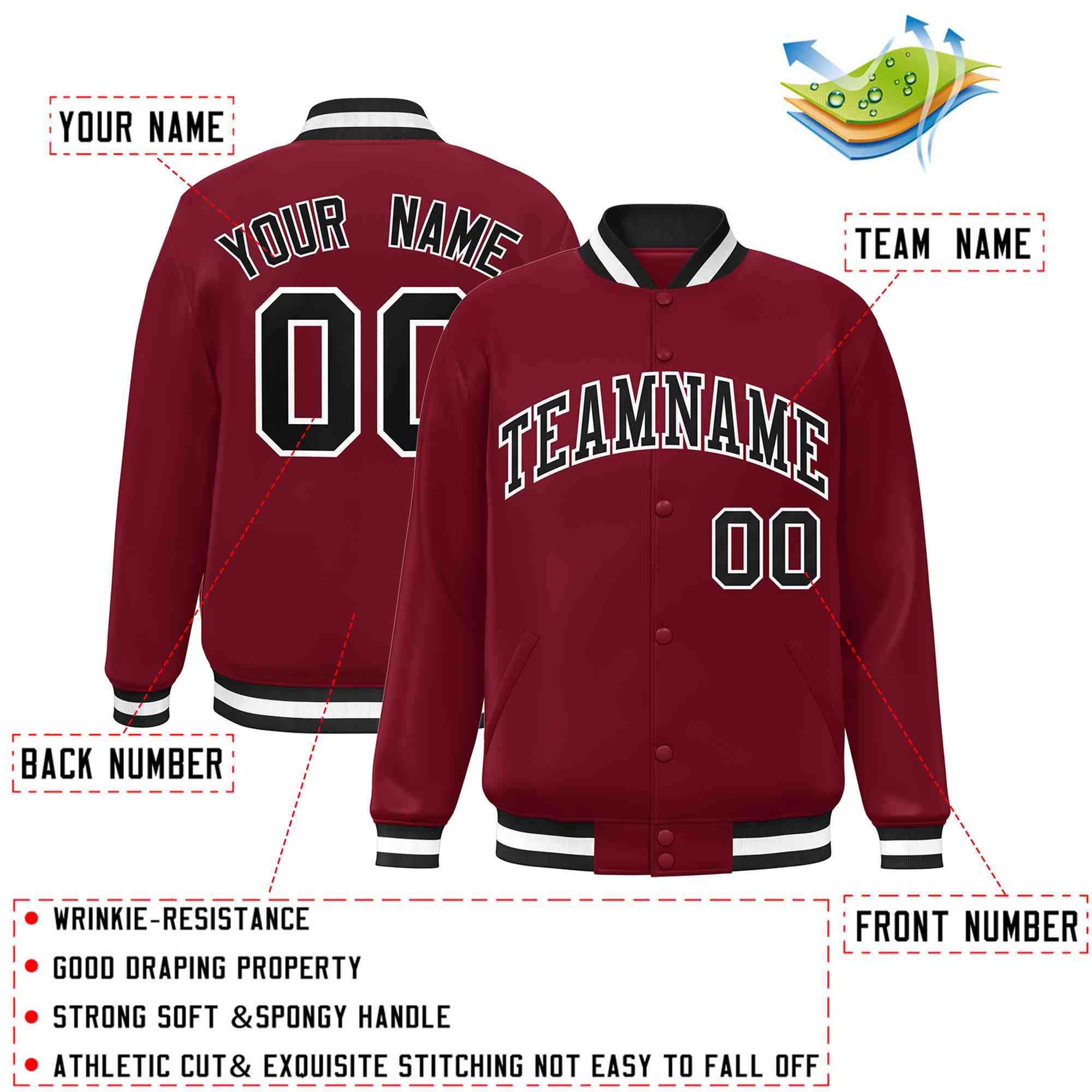 Custom White Black-Gray Classic Style Varsity Full-Snap Letterman Jacket | KXKSHOP