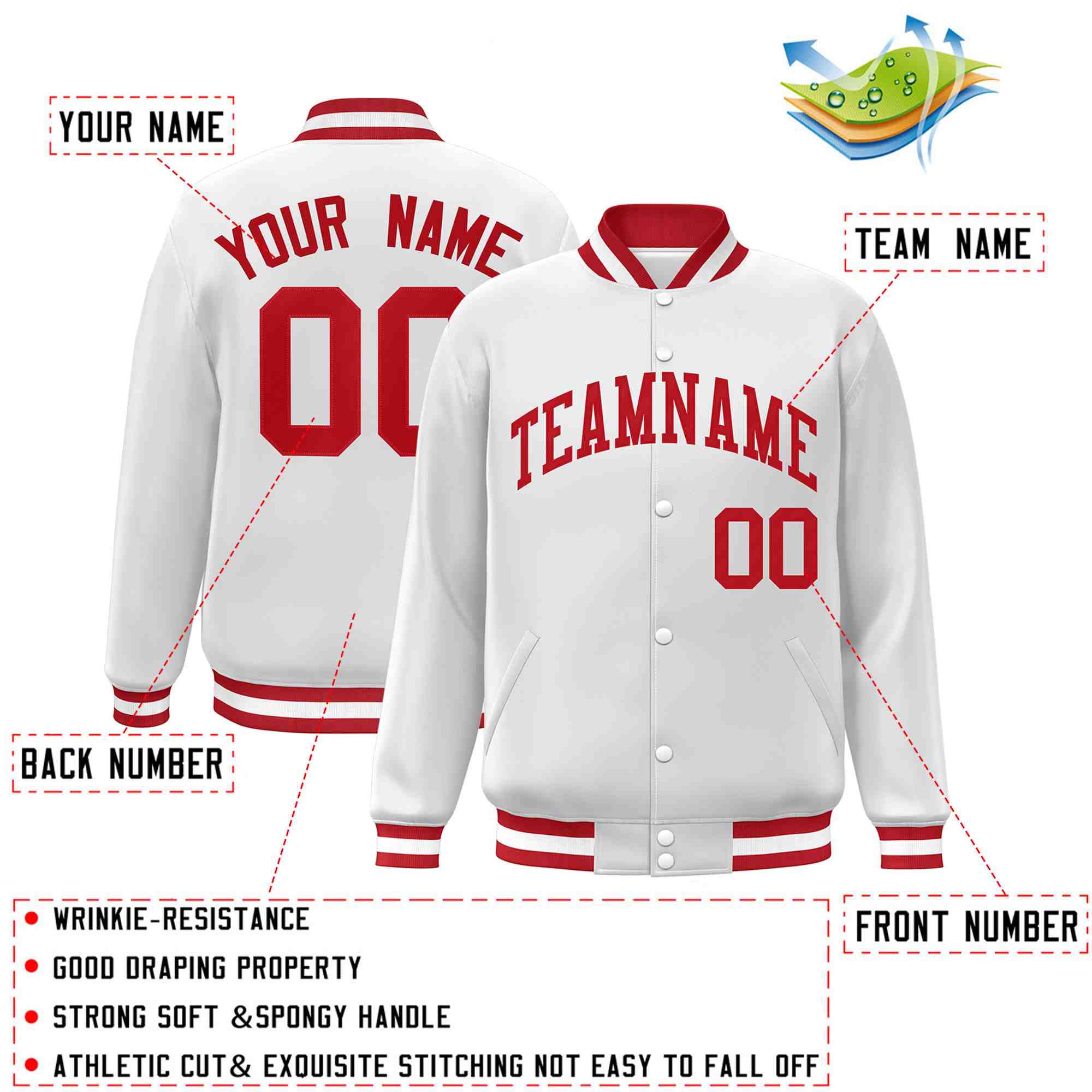 Custom White Black-Gray Classic Style Varsity Full-Snap Letterman Jacket | KXKSHOP