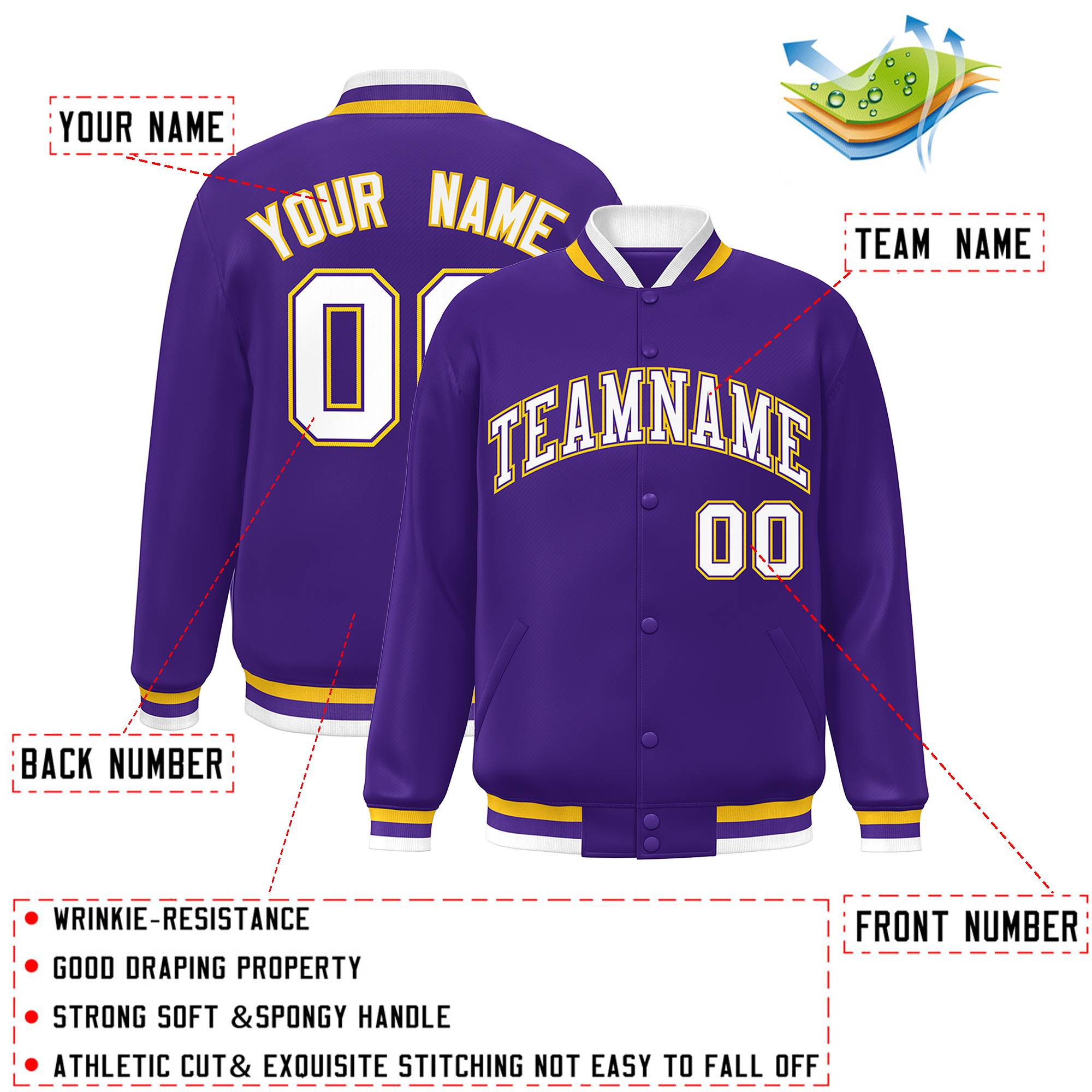 Custom White Black-Gray Classic Style Varsity Full-Snap Letterman Jacket | KXKSHOP
