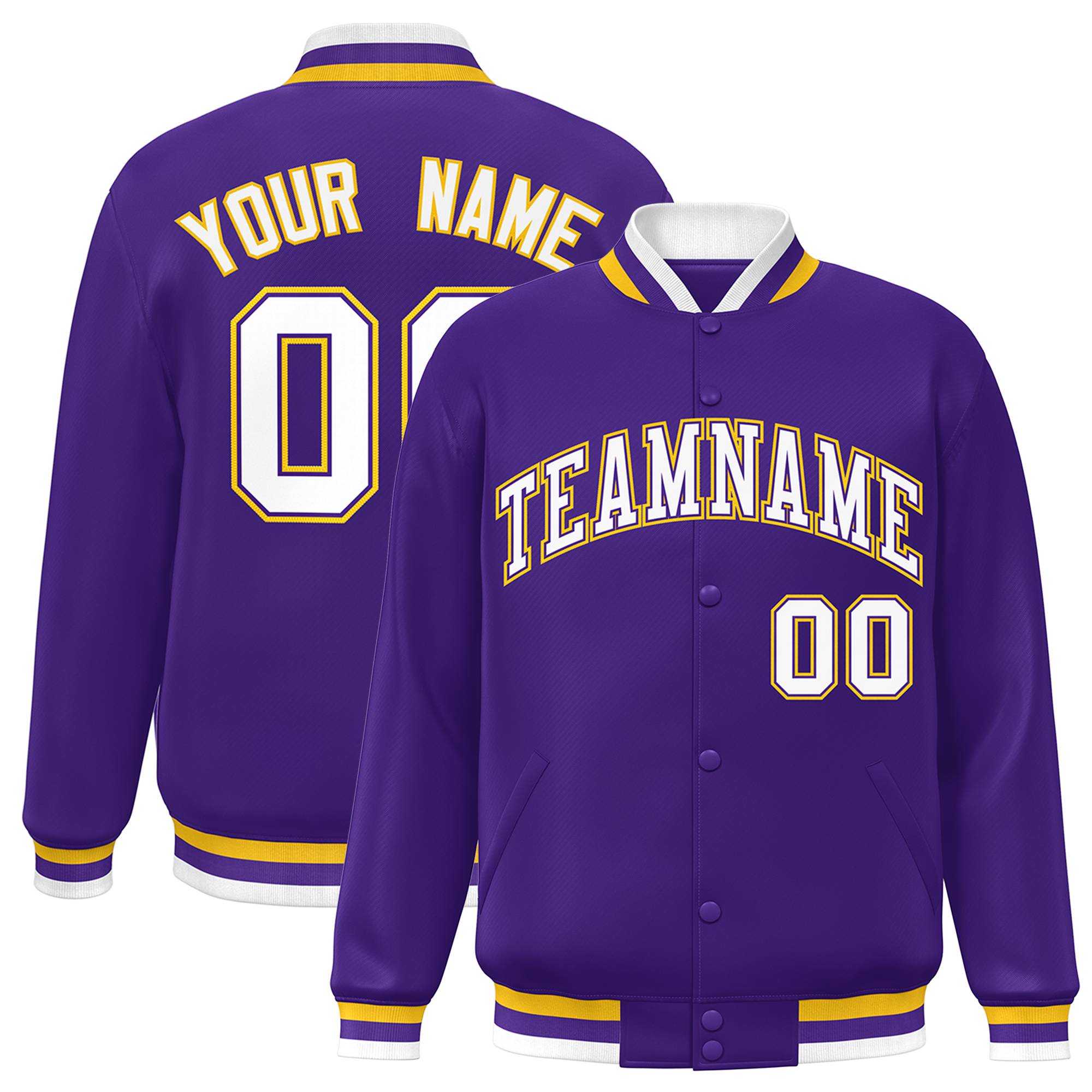 Custom White Black-Gray Classic Style Varsity Full-Snap Letterman Jacket | KXKSHOP