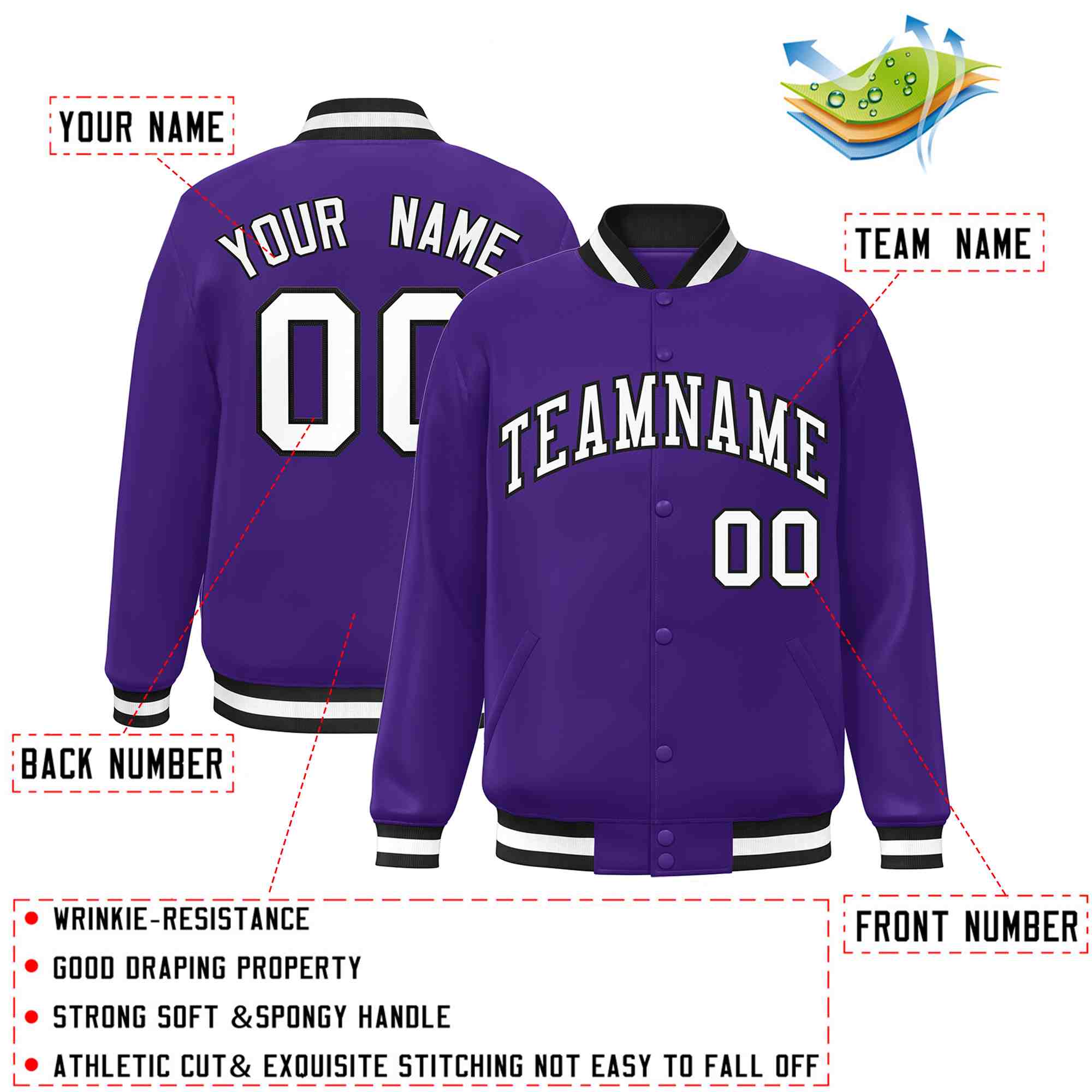 Custom White Black-Gray Classic Style Varsity Full-Snap Letterman Jacket | KXKSHOP