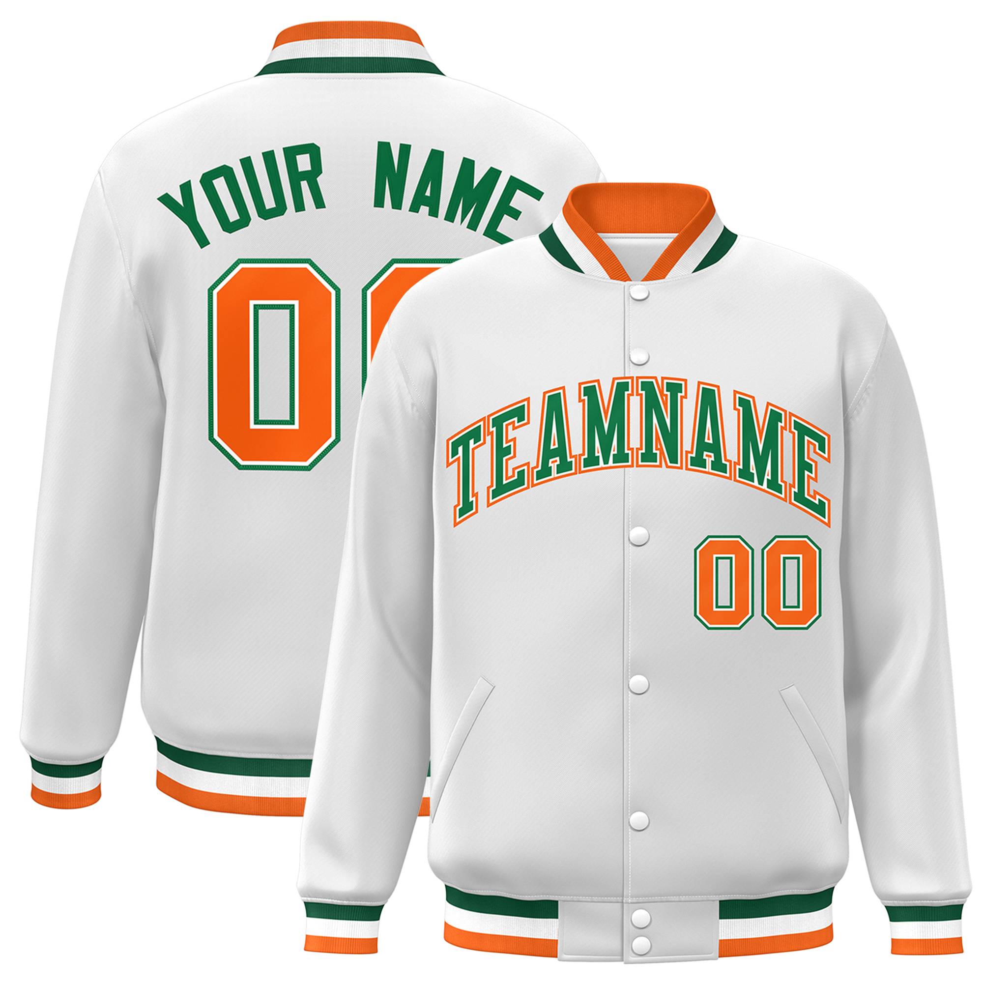 Custom White Black-Gray Classic Style Varsity Full-Snap Letterman Jacket | KXKSHOP
