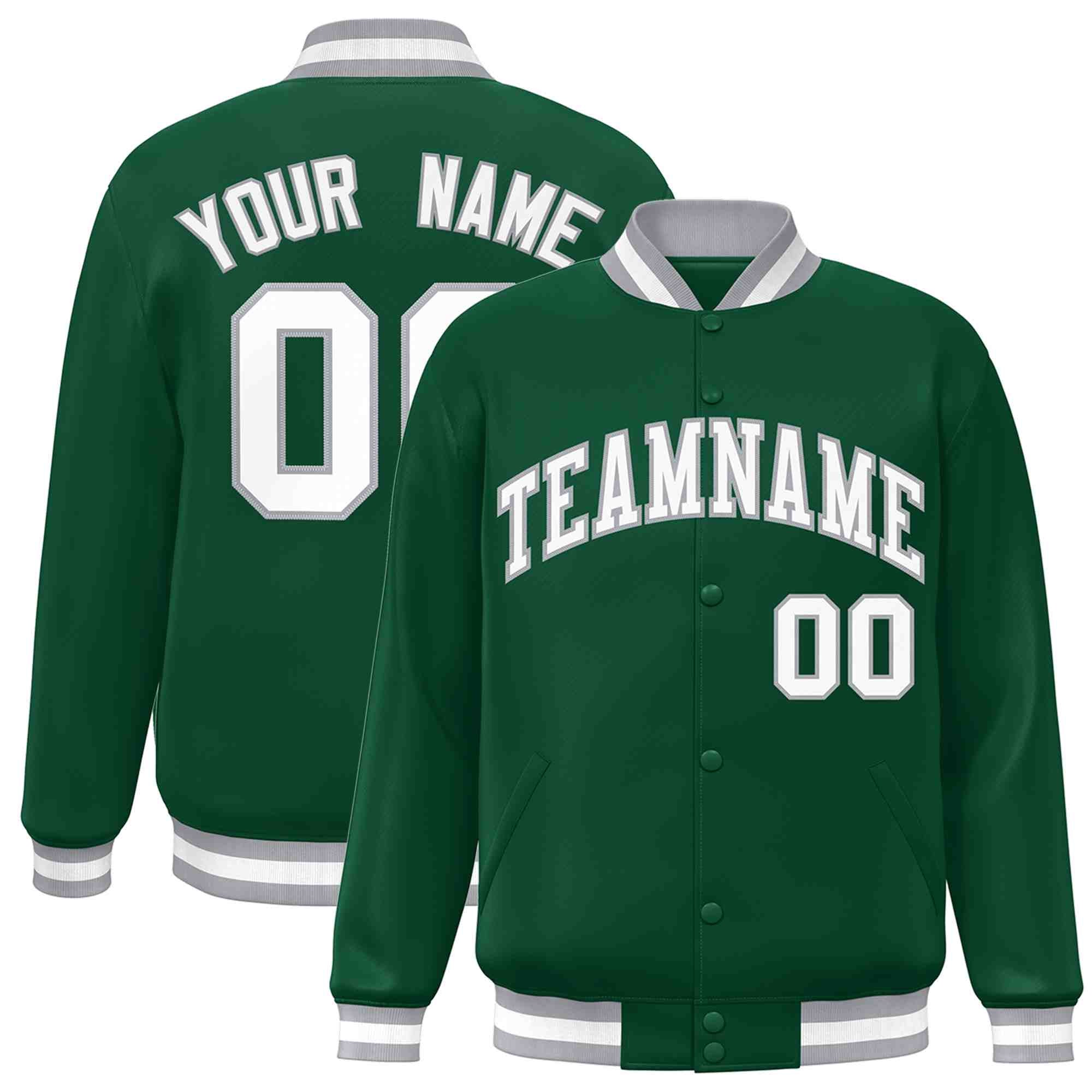 Custom White Black-Gray Classic Style Varsity Full-Snap Letterman Jacket | KXKSHOP
