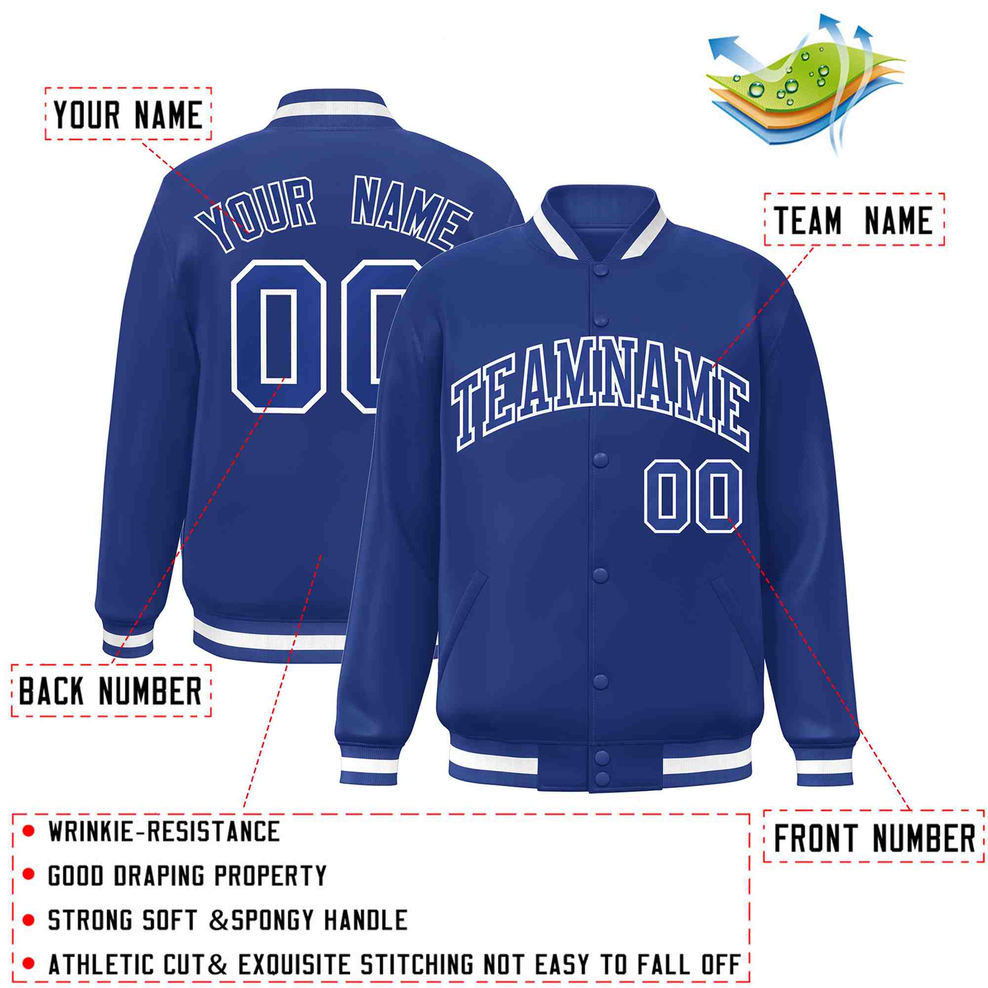 Custom White Black-Gray Classic Style Varsity Full-Snap Letterman Jacket | KXKSHOP
