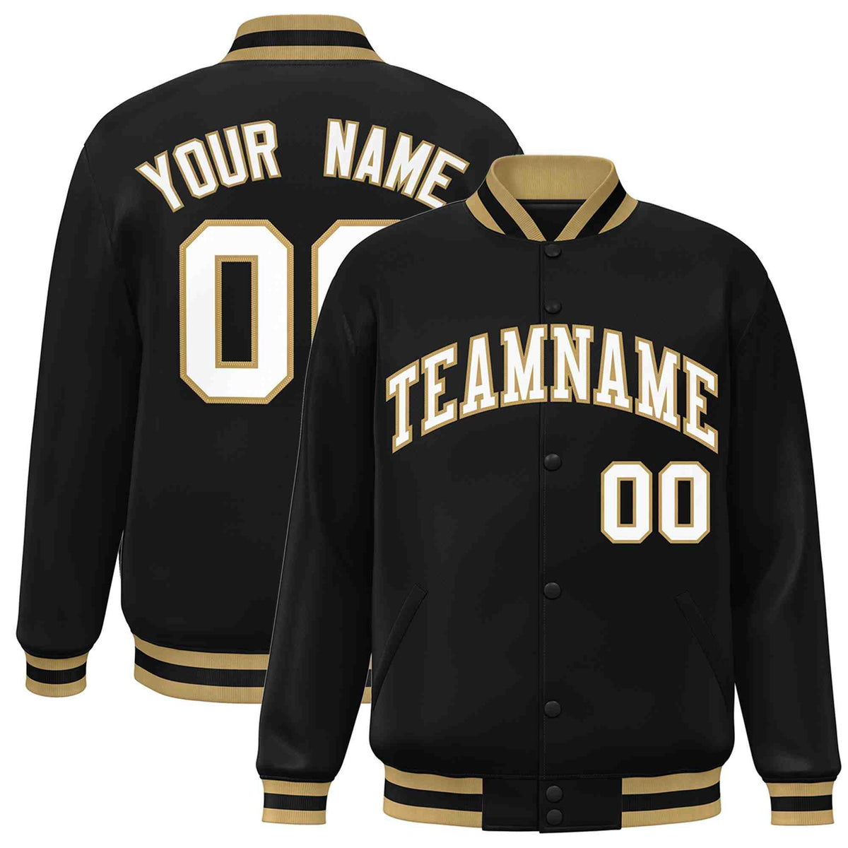 Custom White Black-Gray Classic Style Varsity Full-Snap Letterman Jacket | KXKSHOP