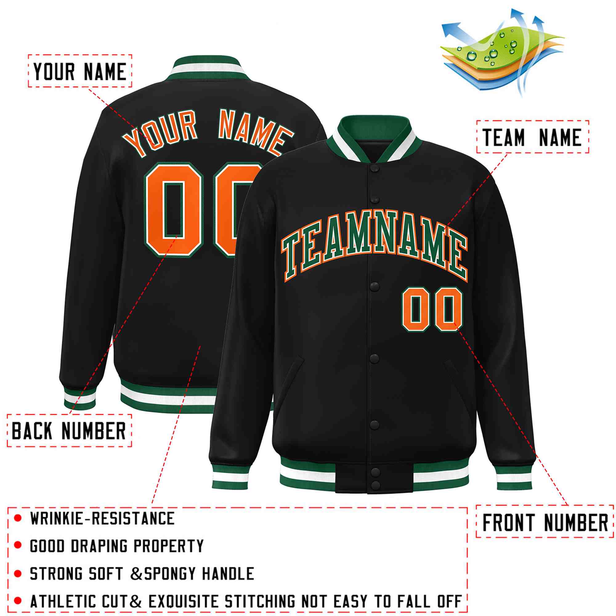 Custom White Black-Gray Classic Style Varsity Full-Snap Letterman Jacket | KXKSHOP
