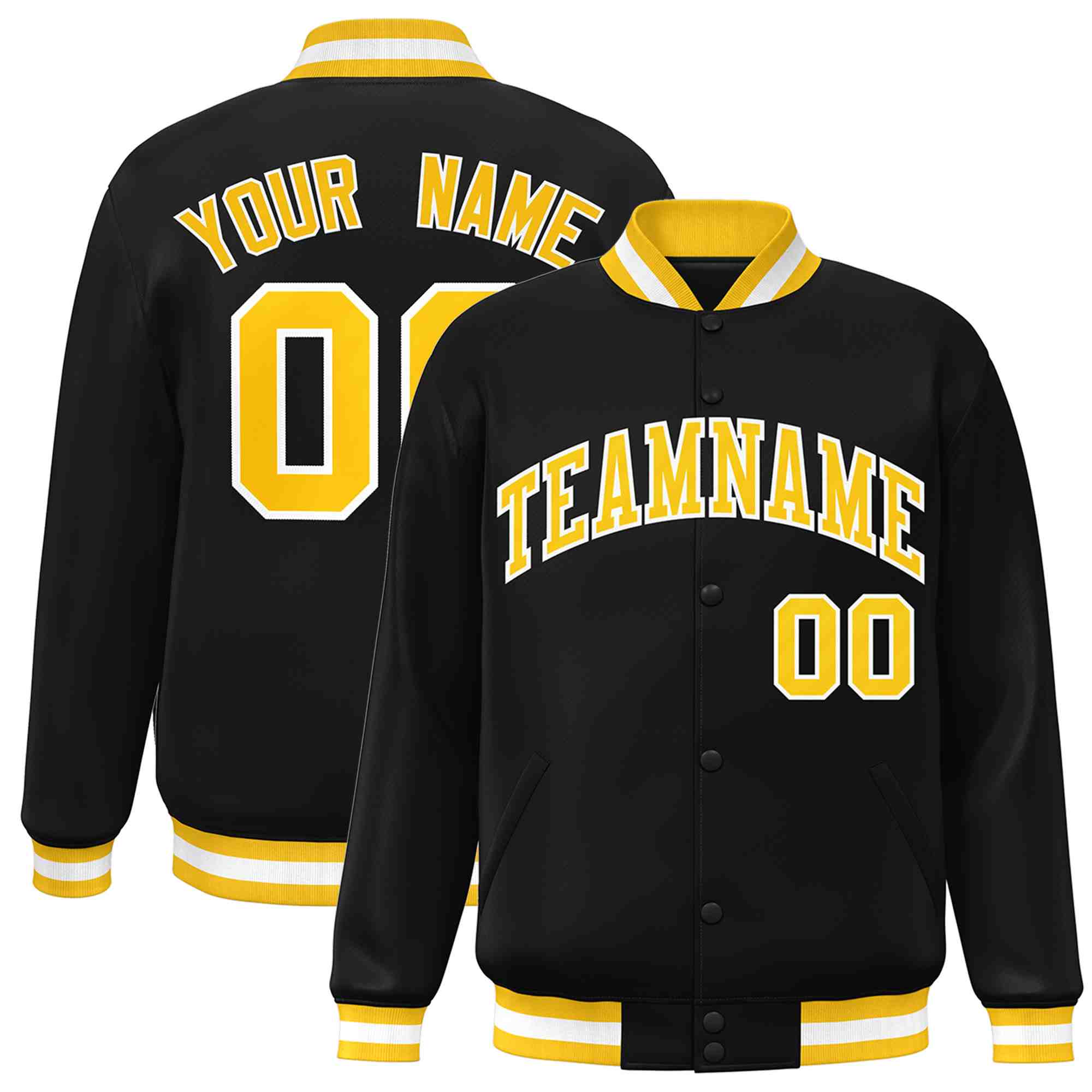 Custom White Black-Gray Classic Style Varsity Full-Snap Letterman Jacket | KXKSHOP
