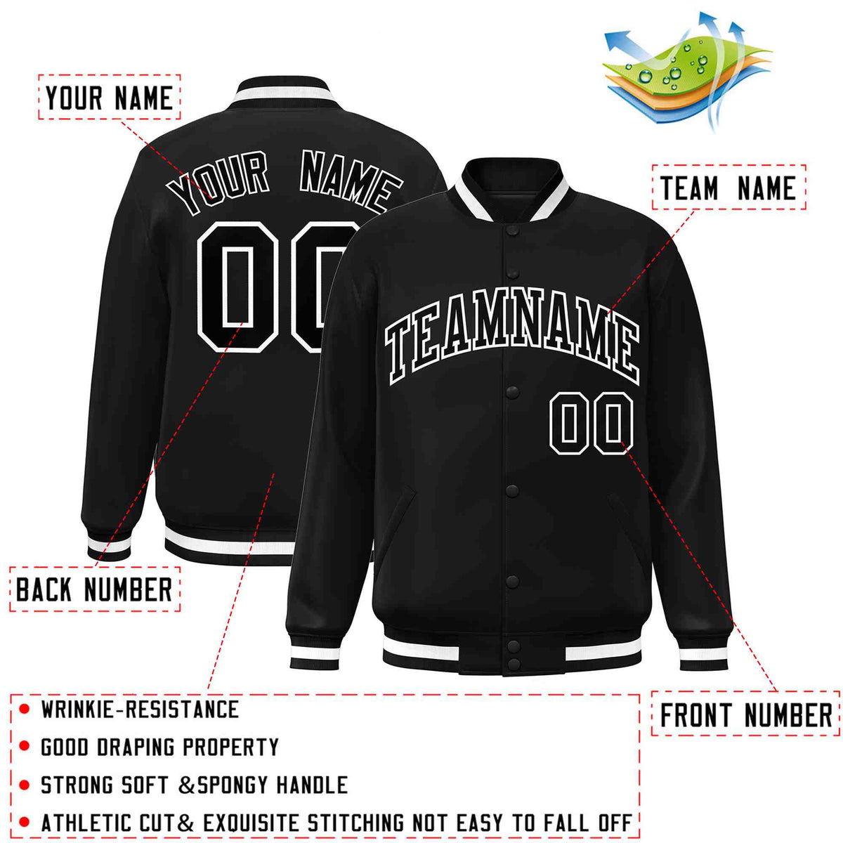 Custom White Black-Gray Classic Style Varsity Full-Snap Letterman Jacket | KXKSHOP