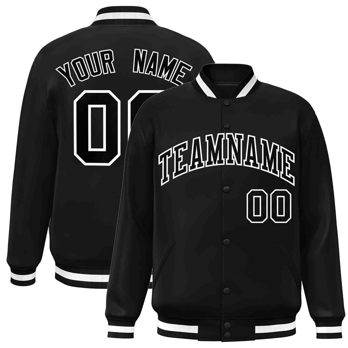 Custom White Black-Gray Classic Style Varsity Full-Snap Letterman Jacket | KXKSHOP