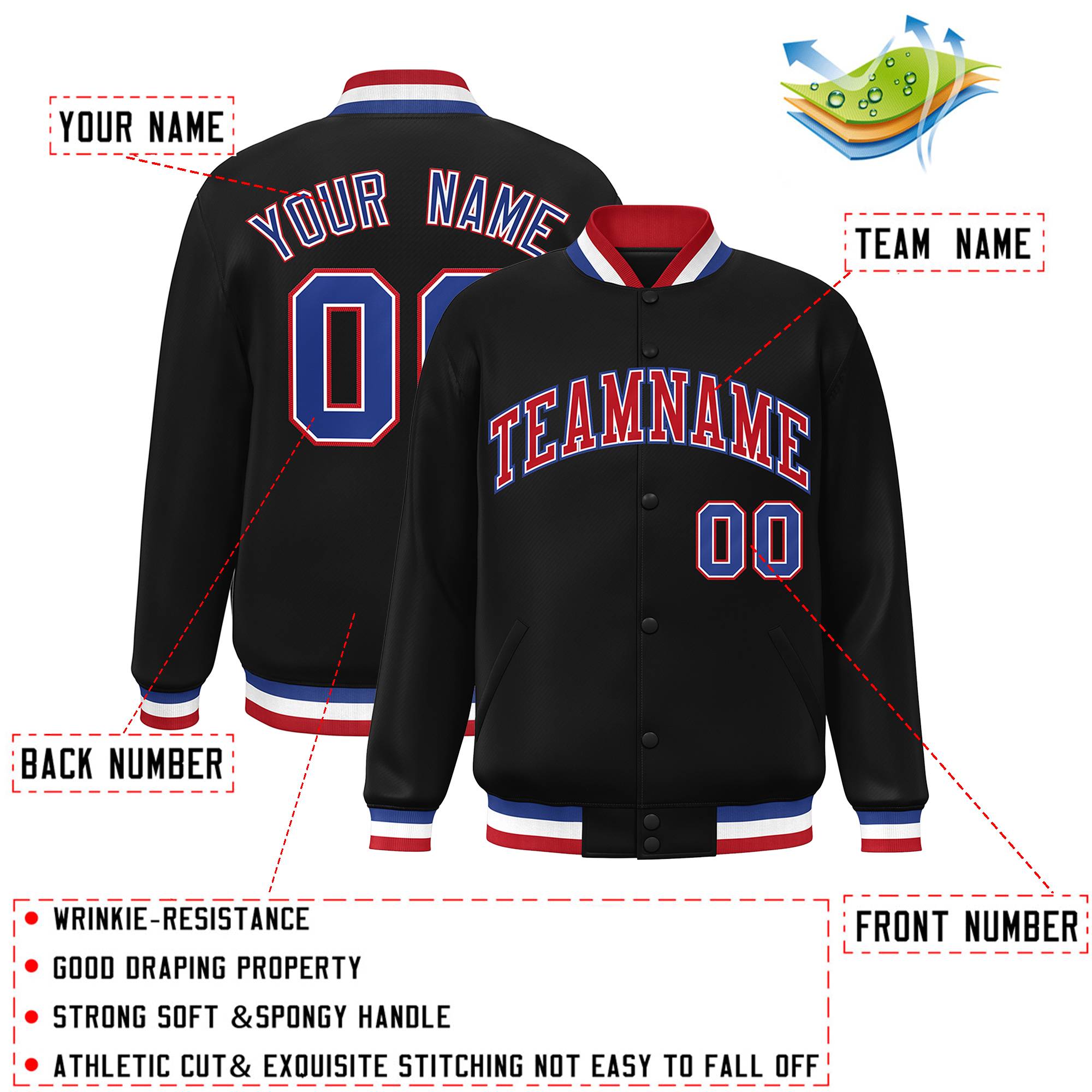Custom White Black-Gray Classic Style Varsity Full-Snap Letterman Jacket | KXKSHOP
