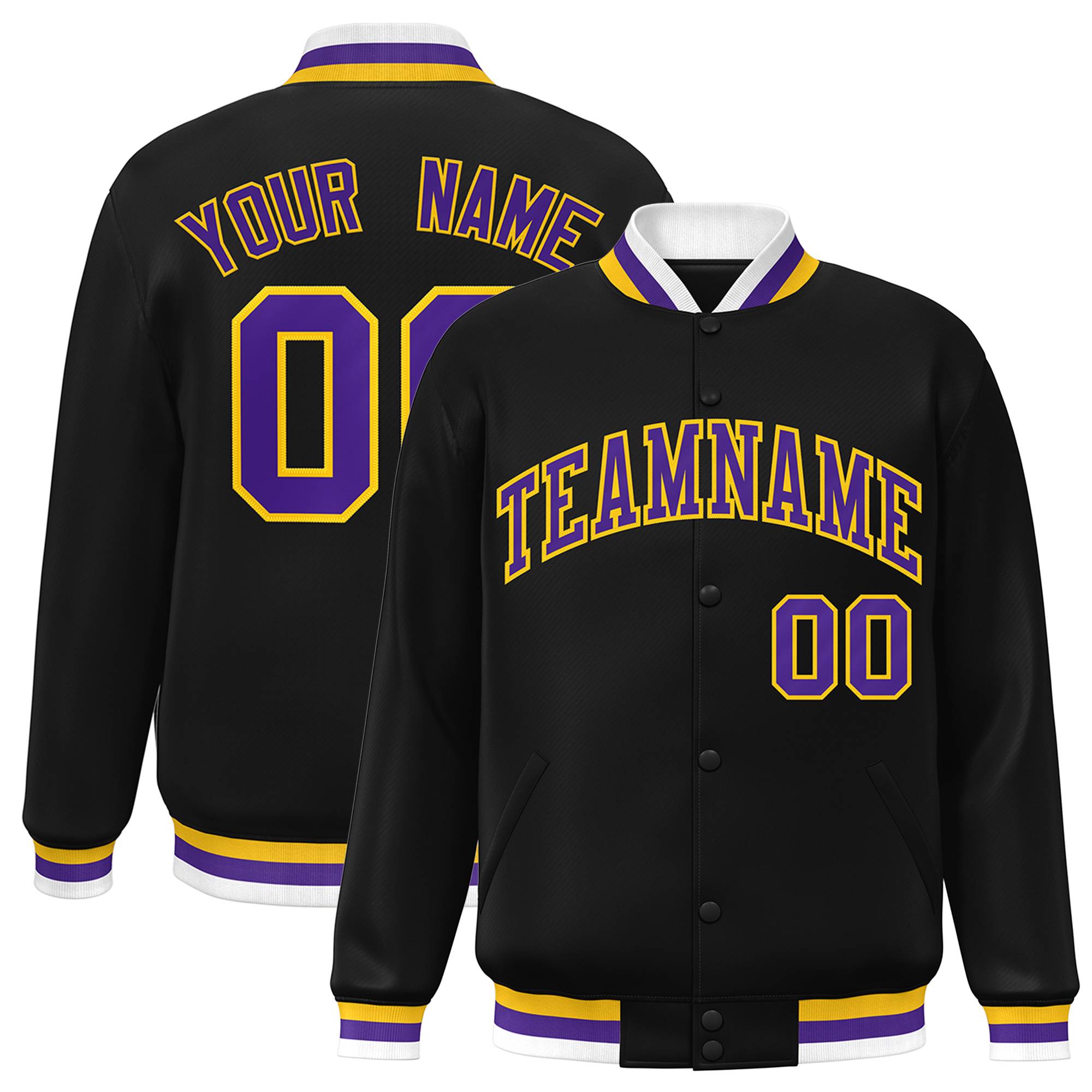 Custom White Black-Gray Classic Style Varsity Full-Snap Letterman Jacket | KXKSHOP