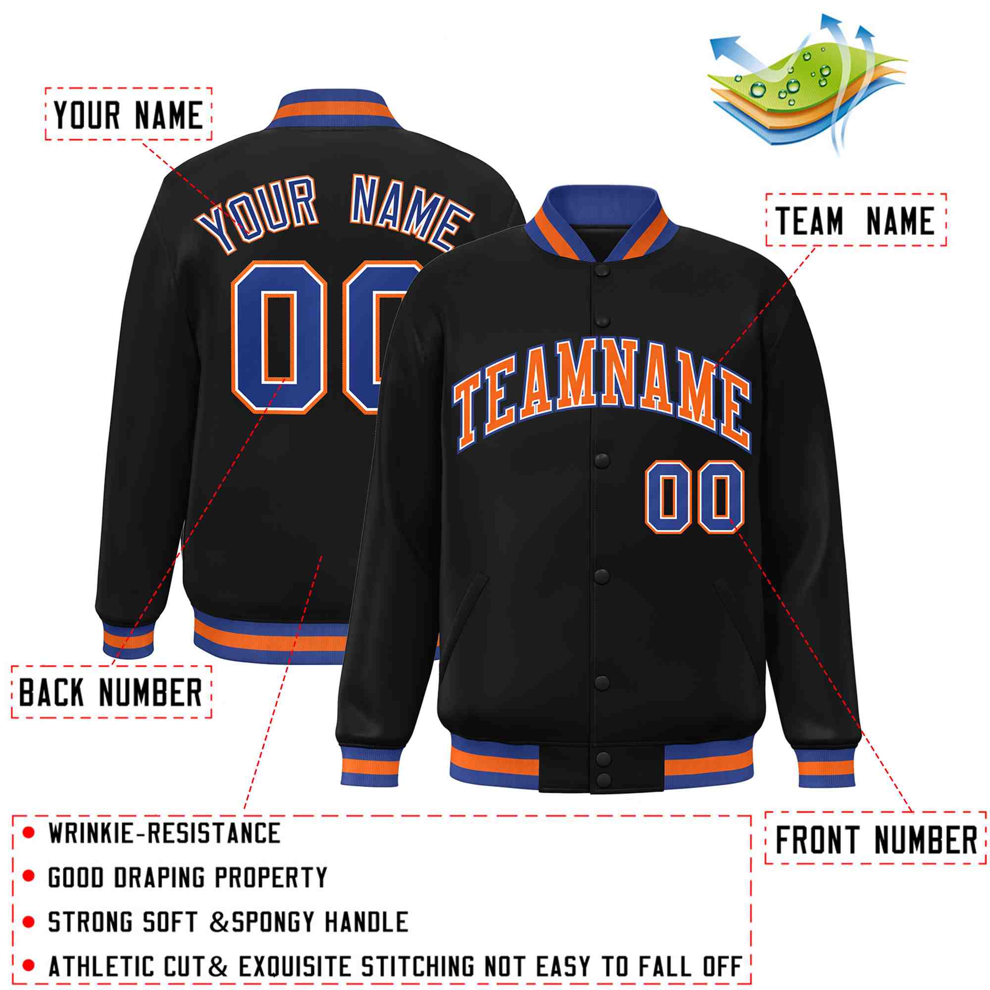 Custom White Black-Gray Classic Style Varsity Full-Snap Letterman Jacket | KXKSHOP