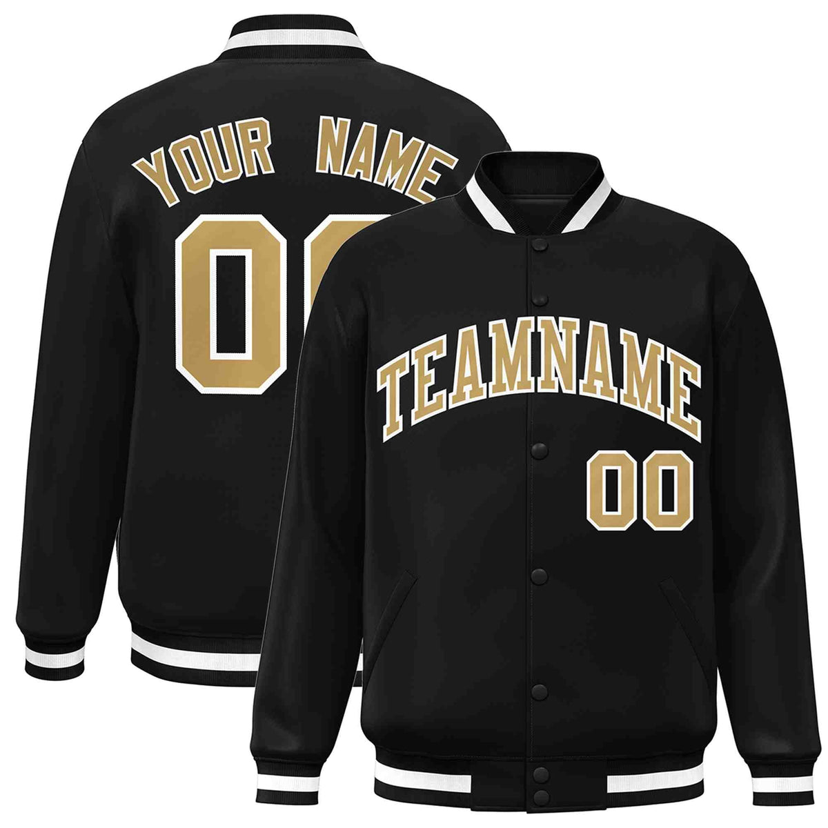 Custom White Black-Gray Classic Style Varsity Full-Snap Letterman Jacket | KXKSHOP