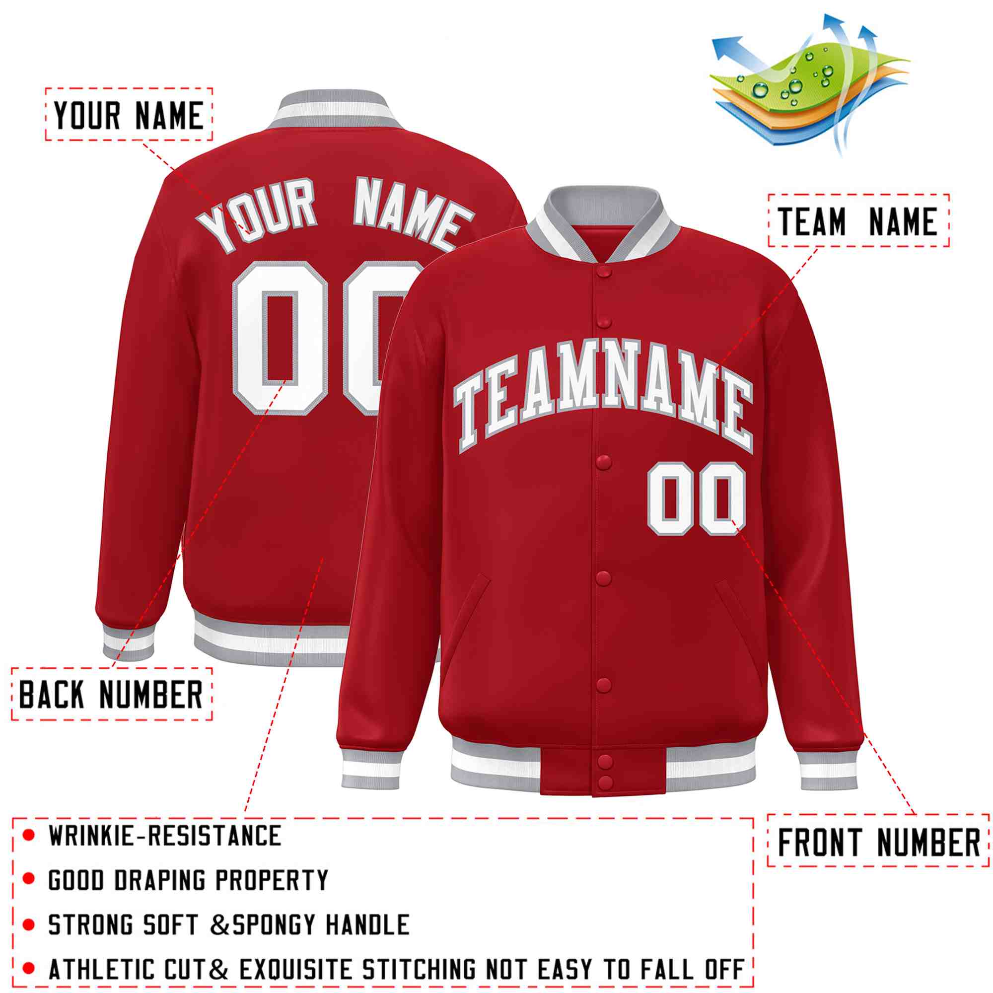 Custom White Black-Gray Classic Style Varsity Full-Snap Letterman Jacket | KXKSHOP
