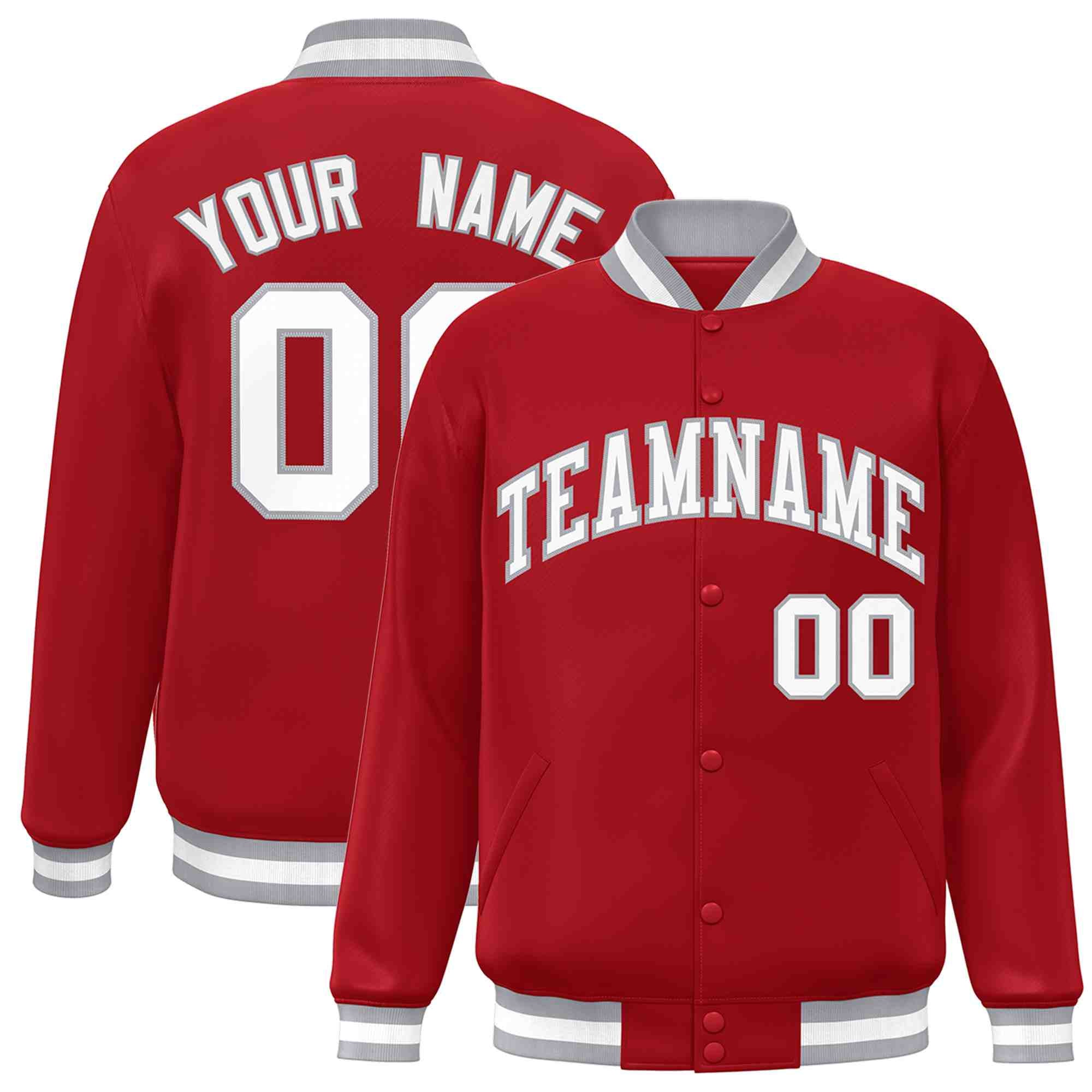 Custom White Black-Gray Classic Style Varsity Full-Snap Letterman Jacket | KXKSHOP
