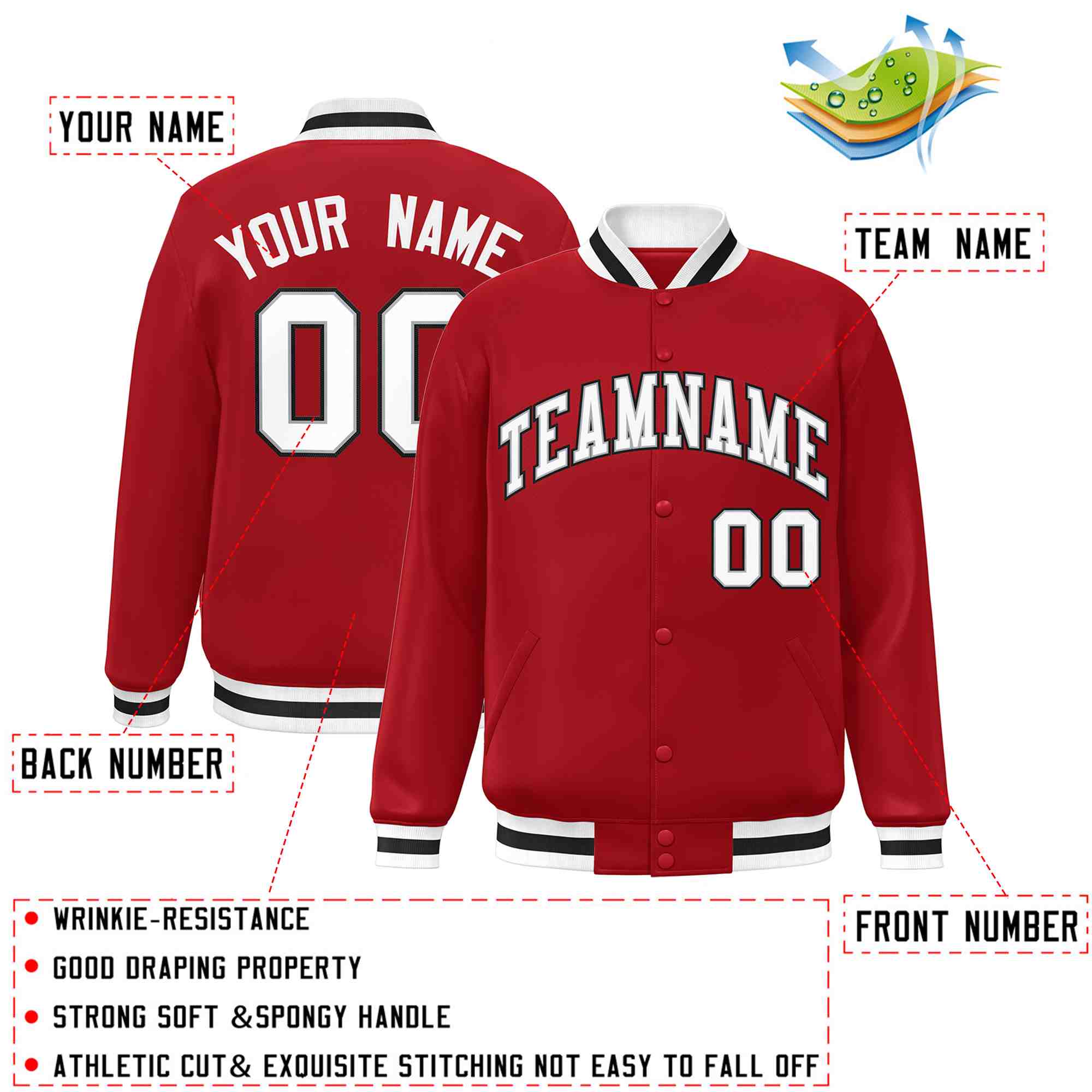 Custom White Black-Gray Classic Style Varsity Full-Snap Letterman Jacket | KXKSHOP