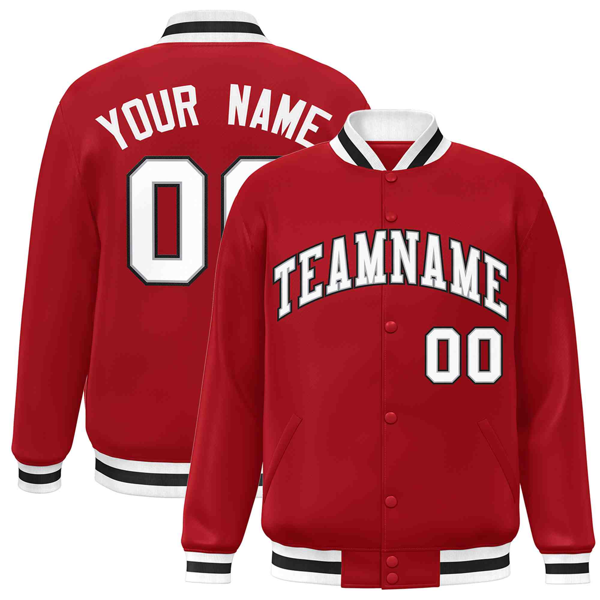 Custom White Black-Gray Classic Style Varsity Full-Snap Letterman Jacket | KXKSHOP