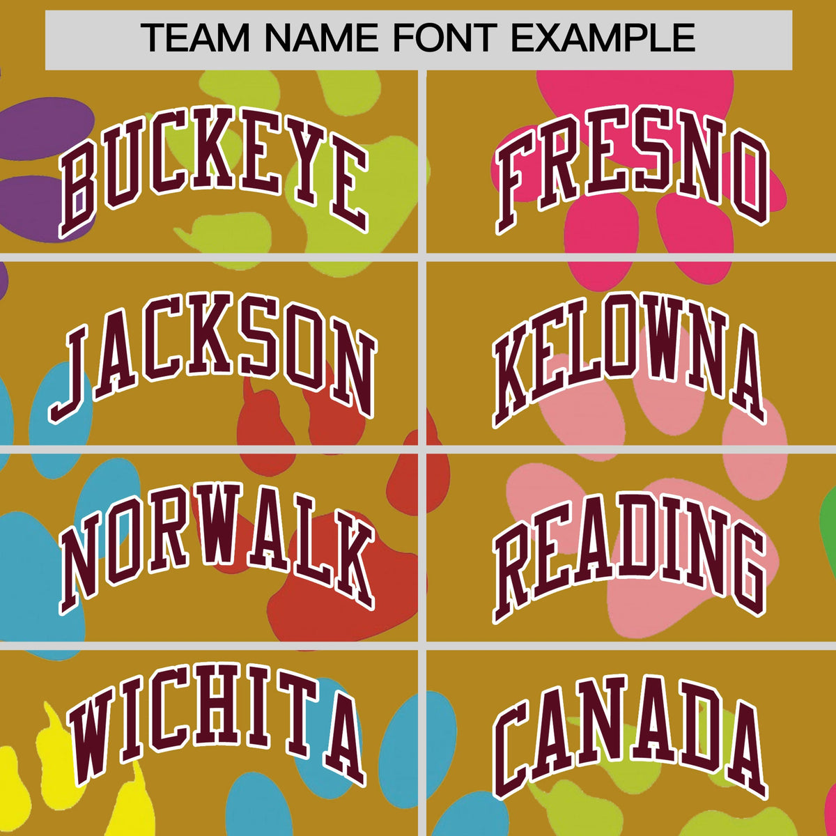 Custom Old Gold Crimson-White Varsity Pets Paw Prints Graffiti Pattern Letterman Baseball Jacket