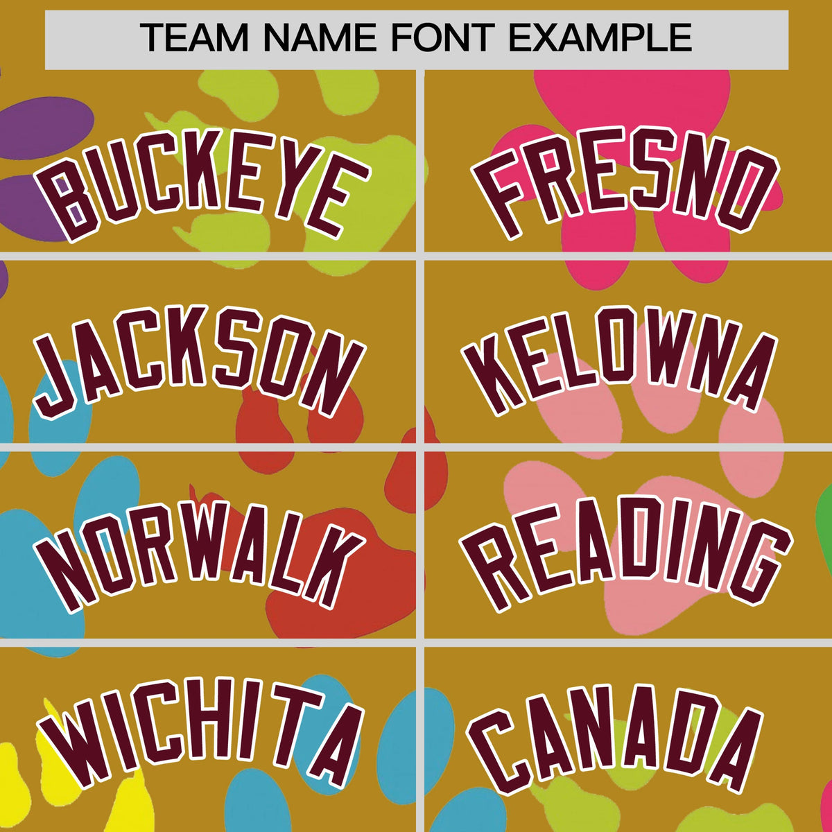 Custom Old Gold Crimson-White Varsity Pets Paw Prints Graffiti Pattern Letterman Baseball Jacket