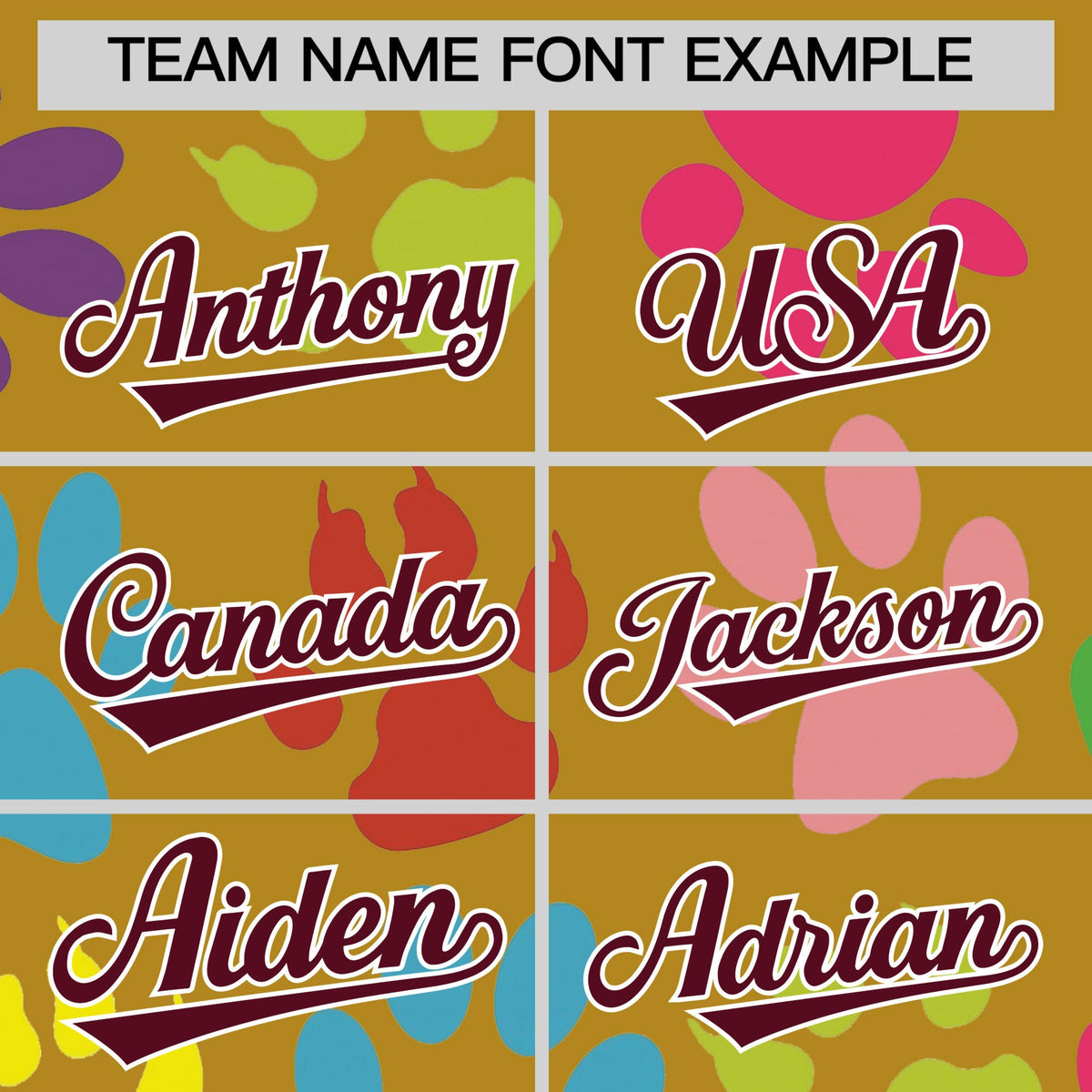 Custom Old Gold Crimson-White Varsity Pets Paw Prints Graffiti Pattern Letterman Baseball Jacket