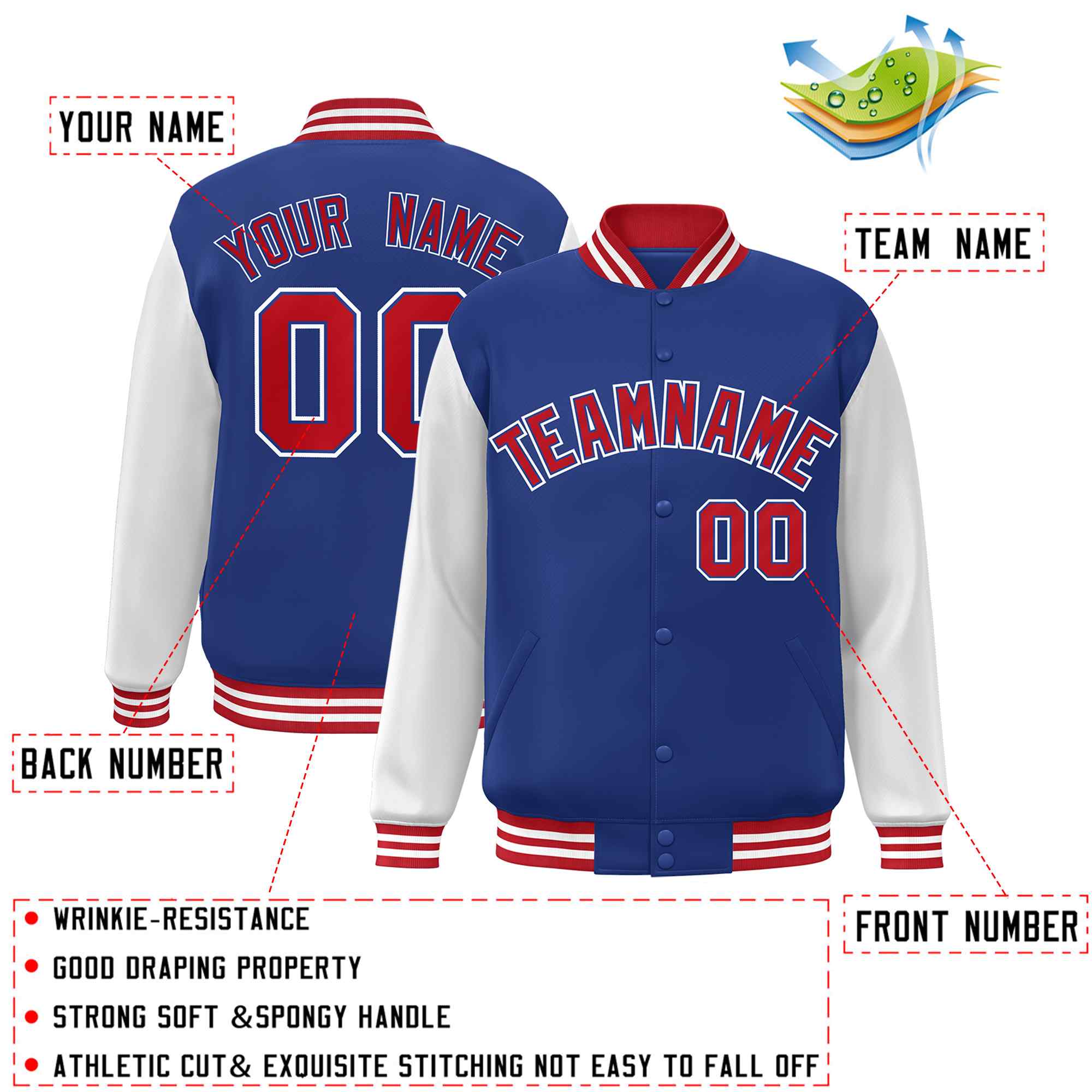 Custom Green White Raglan Sleeves Varsity Full-Snap Letterman Jacket | KXKSHOP