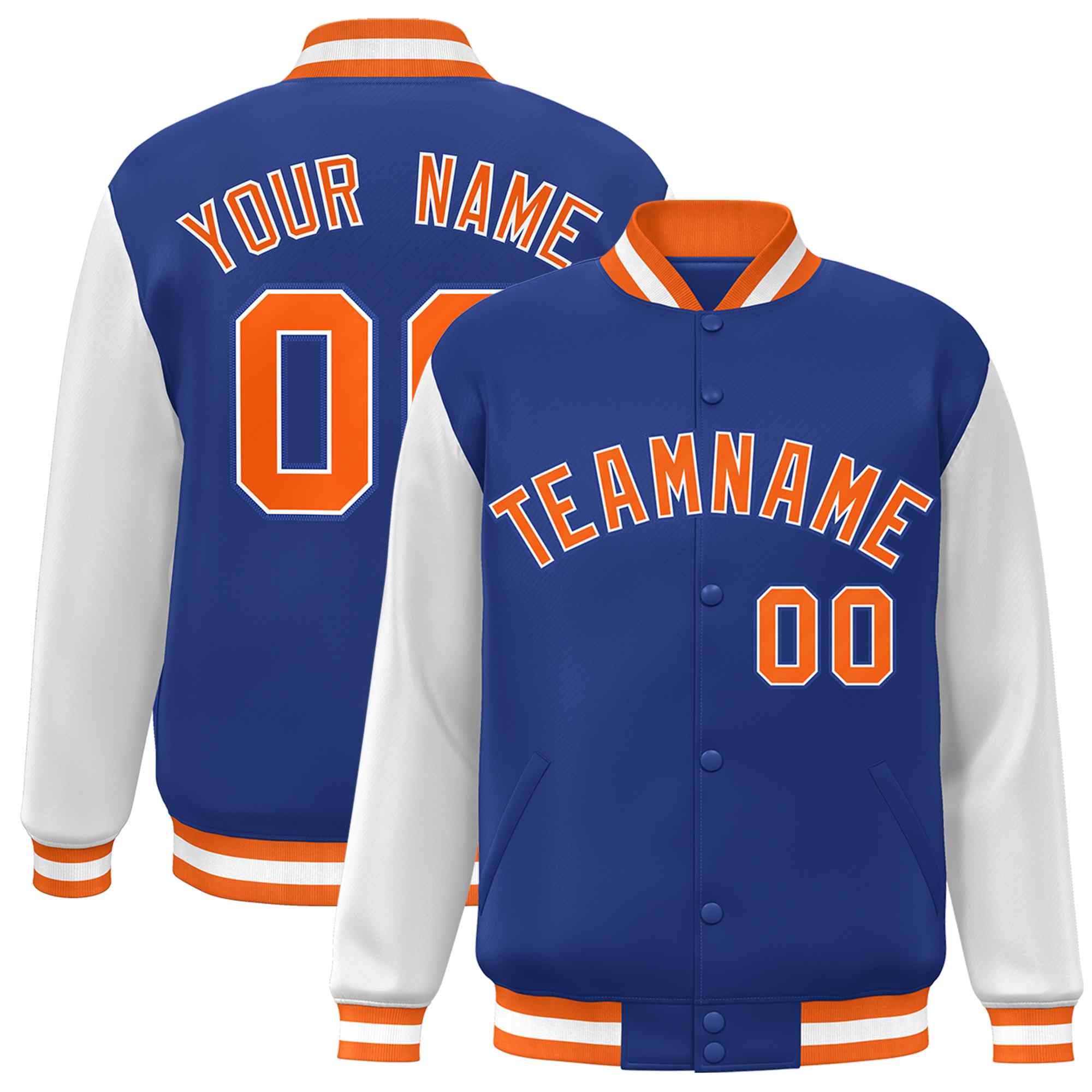Custom Green White Raglan Sleeves Varsity Full-Snap Letterman Jacket | KXKSHOP