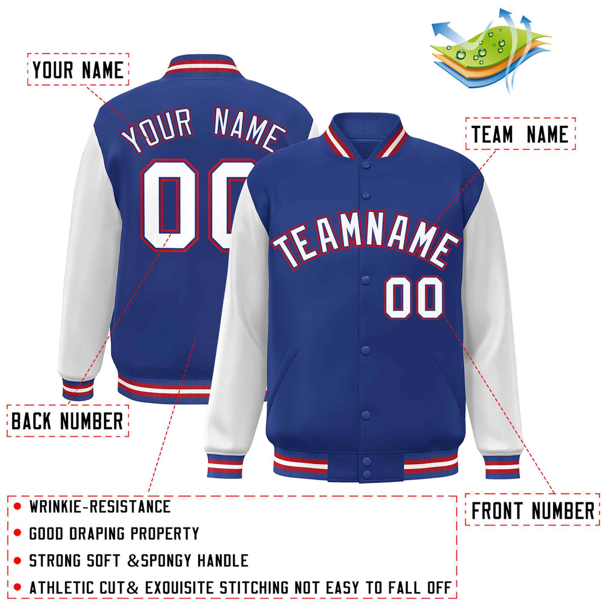 Custom Green White Raglan Sleeves Varsity Full-Snap Letterman Jacket | KXKSHOP