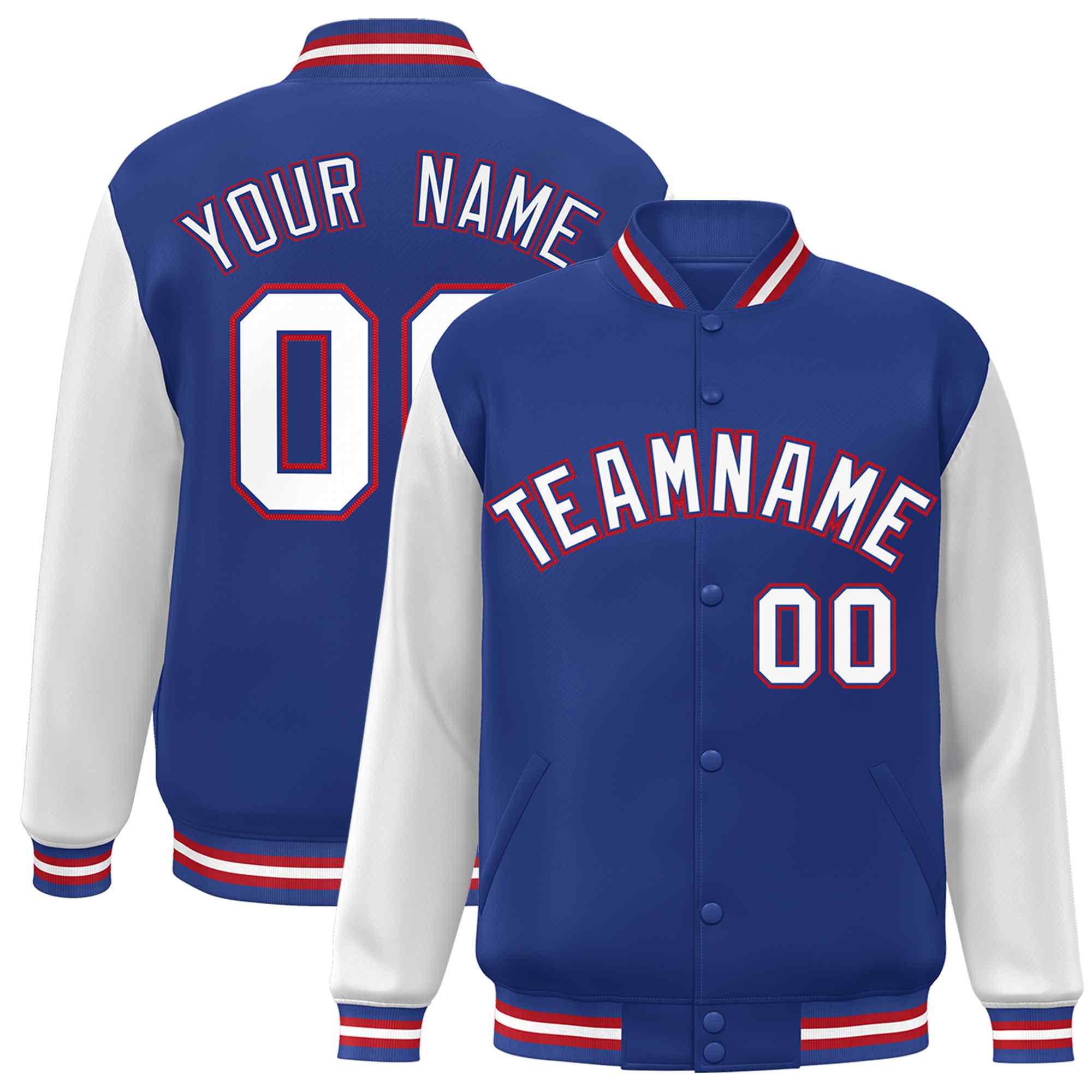 Custom Green White Raglan Sleeves Varsity Full-Snap Letterman Jacket | KXKSHOP