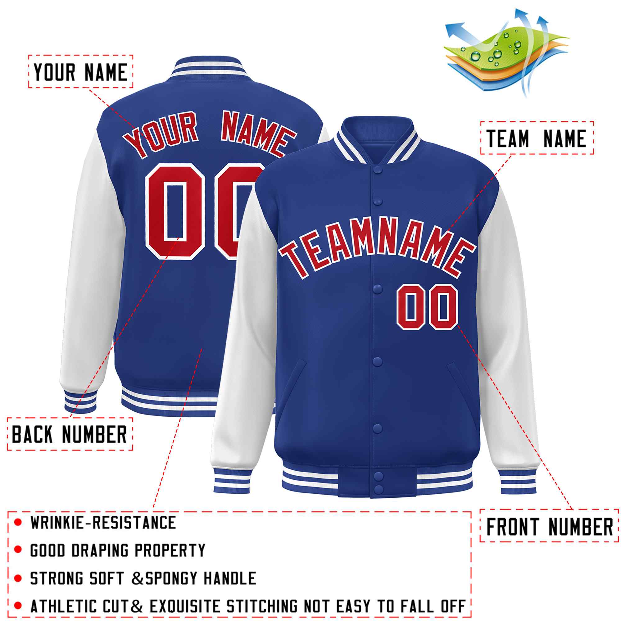 Custom Green White Raglan Sleeves Varsity Full-Snap Letterman Jacket | KXKSHOP