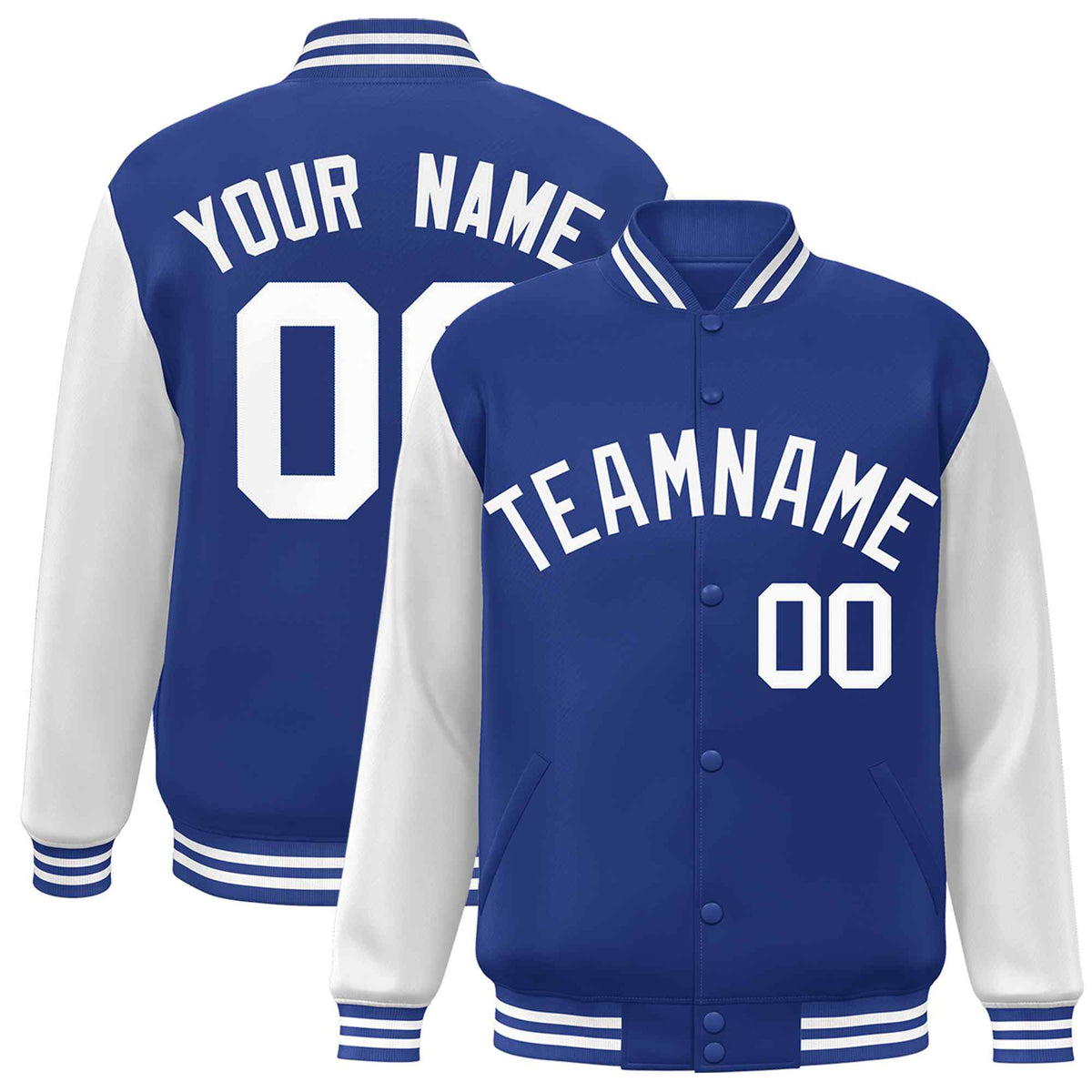Custom Green White Raglan Sleeves Varsity Full-Snap Letterman Jacket | KXKSHOP