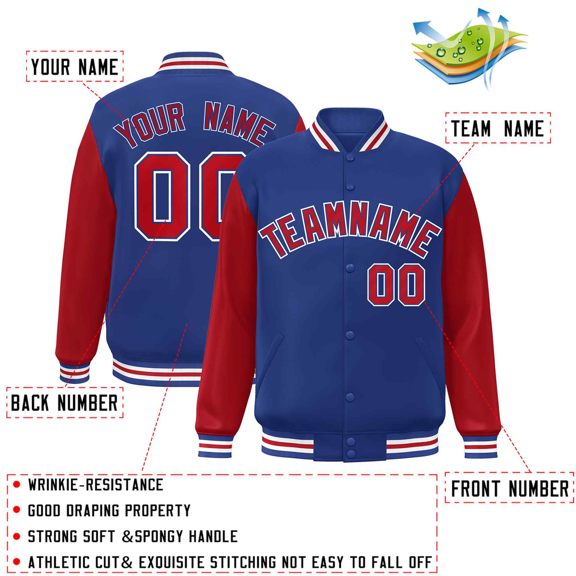 Custom Green White Raglan Sleeves Varsity Full-Snap Letterman Jacket | KXKSHOP